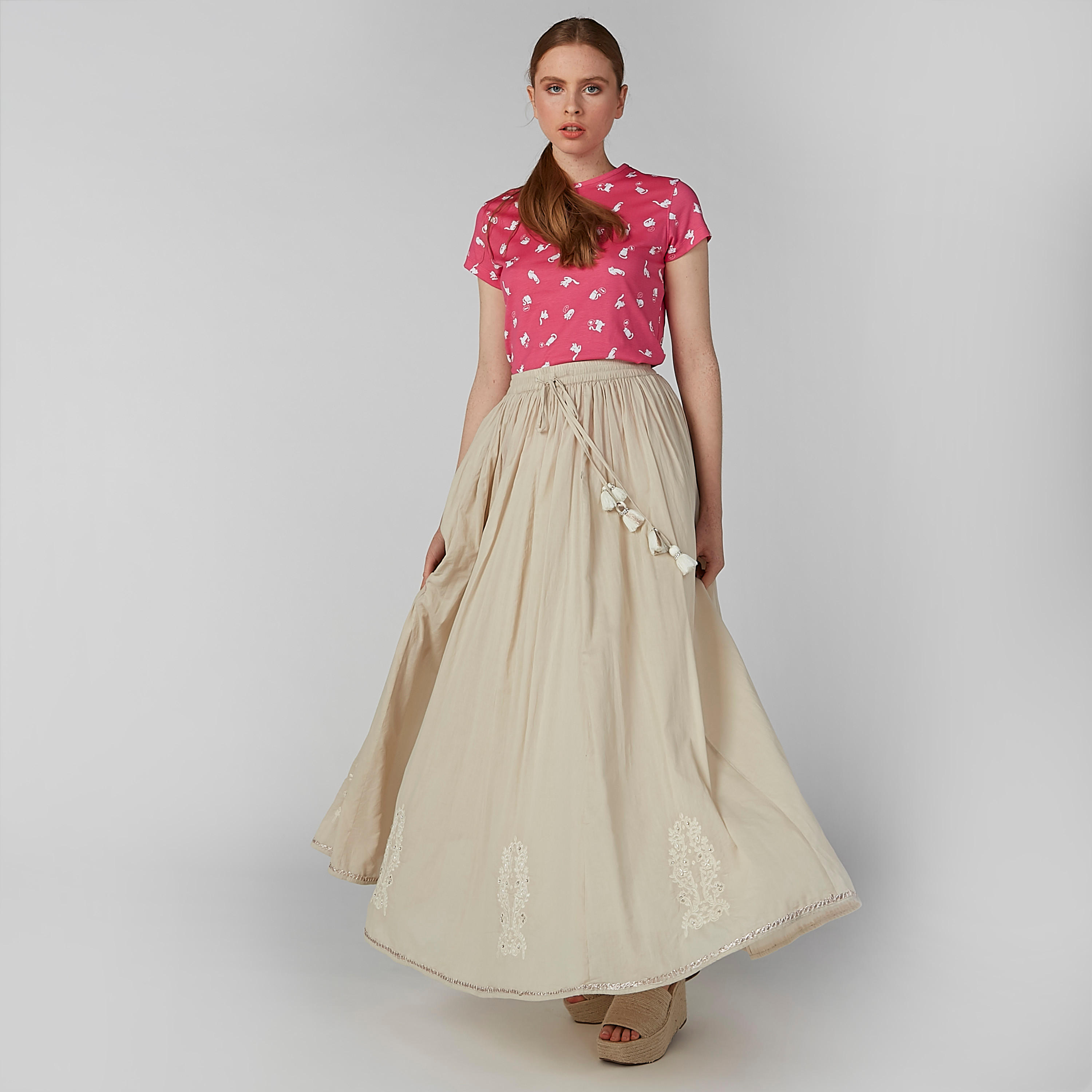 تنورة إيه لاين طويلة مطرّزة برباط-women-clothing-bottoms-skirts-image-1