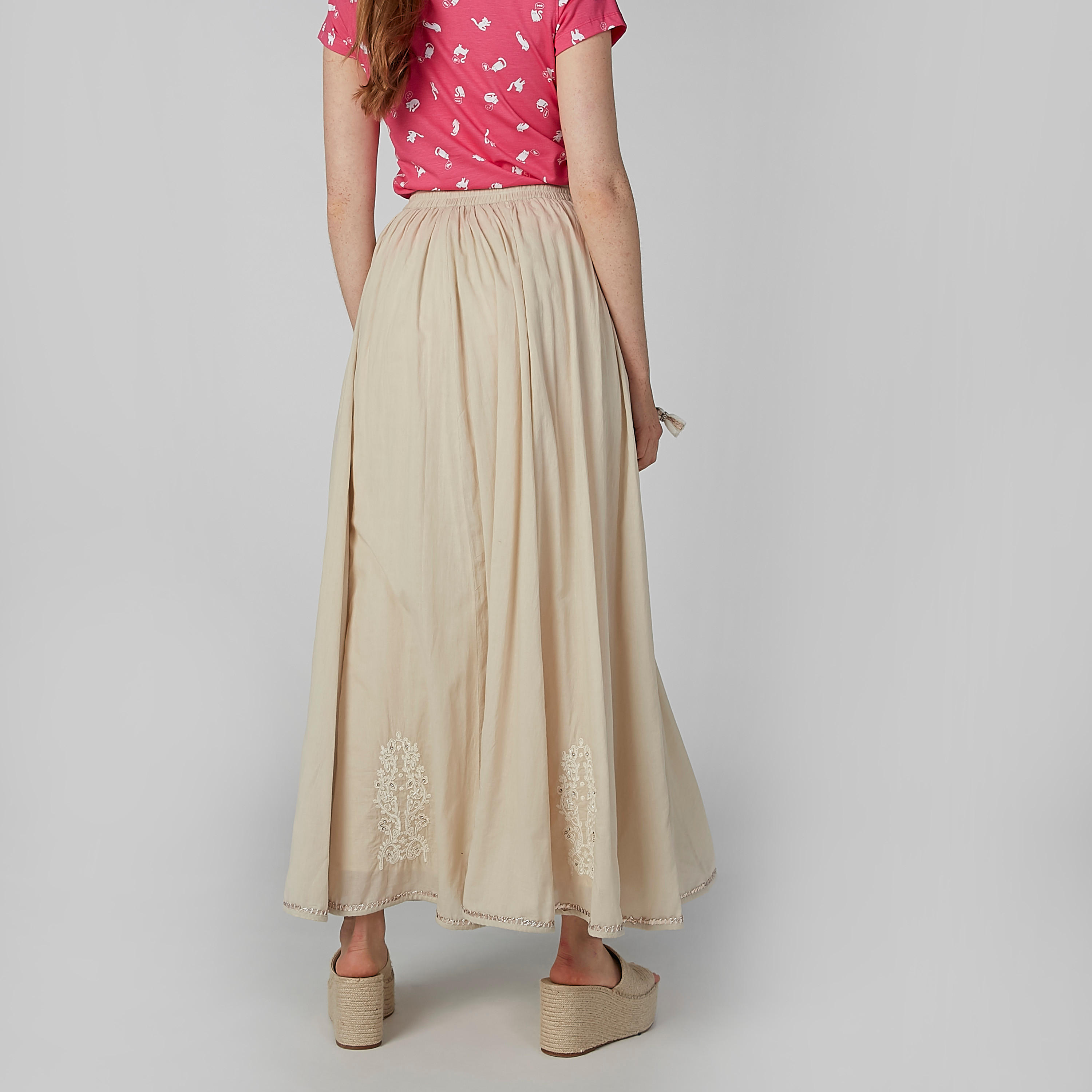 تنورة إيه لاين طويلة مطرّزة برباط-women-clothing-bottoms-skirts-image-3