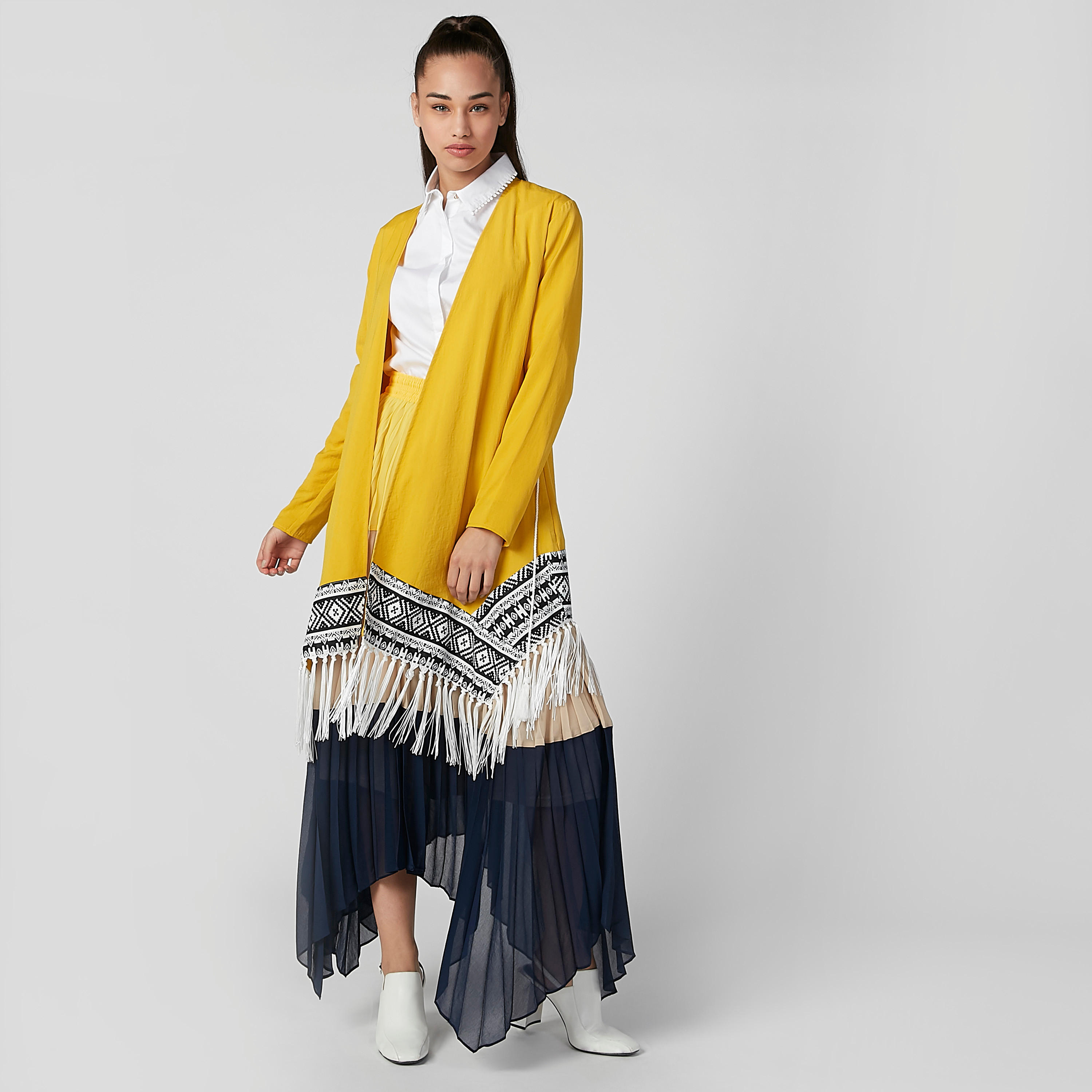 قميص مستدام سادة بأكمام طويلة وأزرار غير مرئية -women-clothing-shirtsandblouses-shirts-image-2