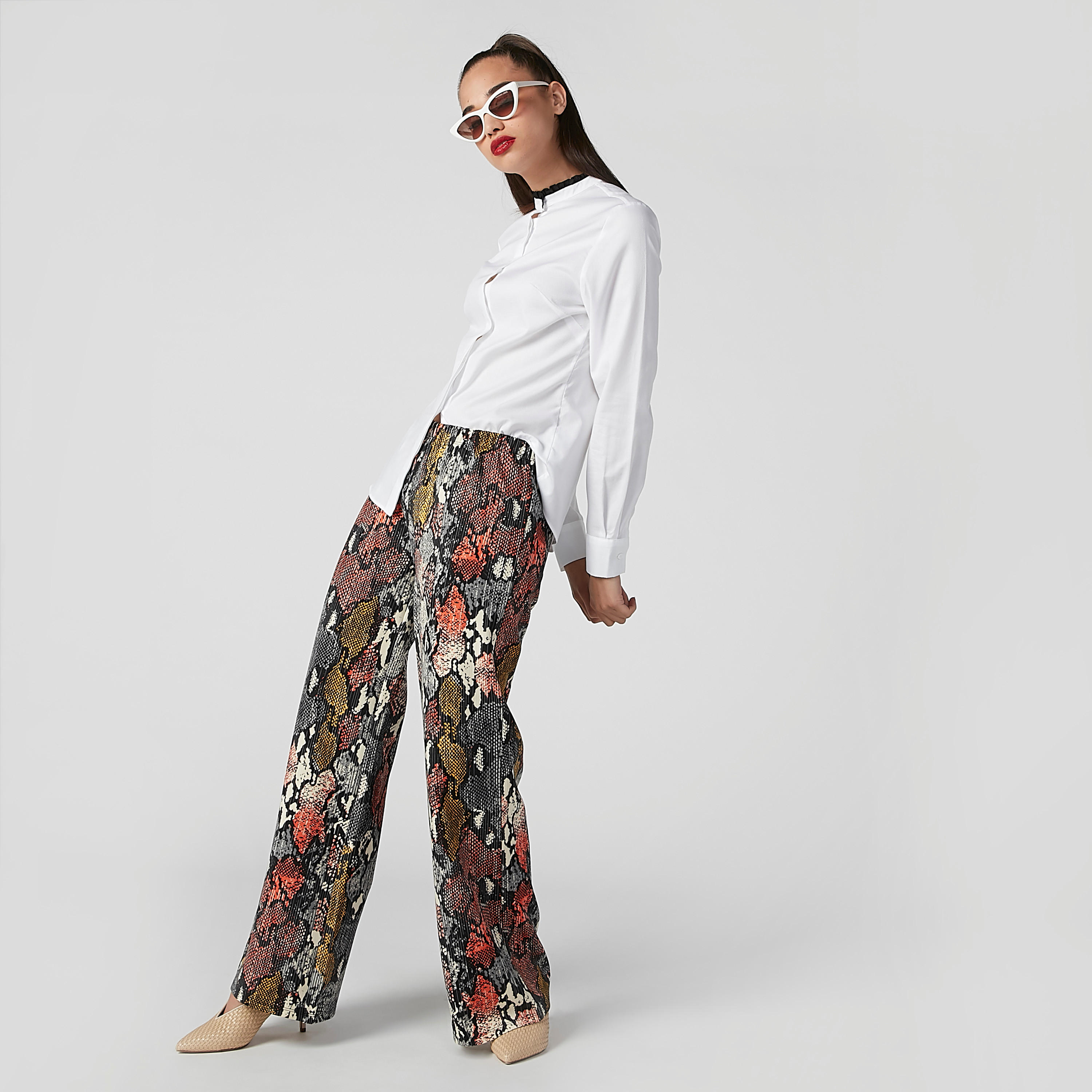 قميص مستدام سادة بياقة عالية وأكمام طويلة -women-clothing-shirtsandblouses-shirts-image-1