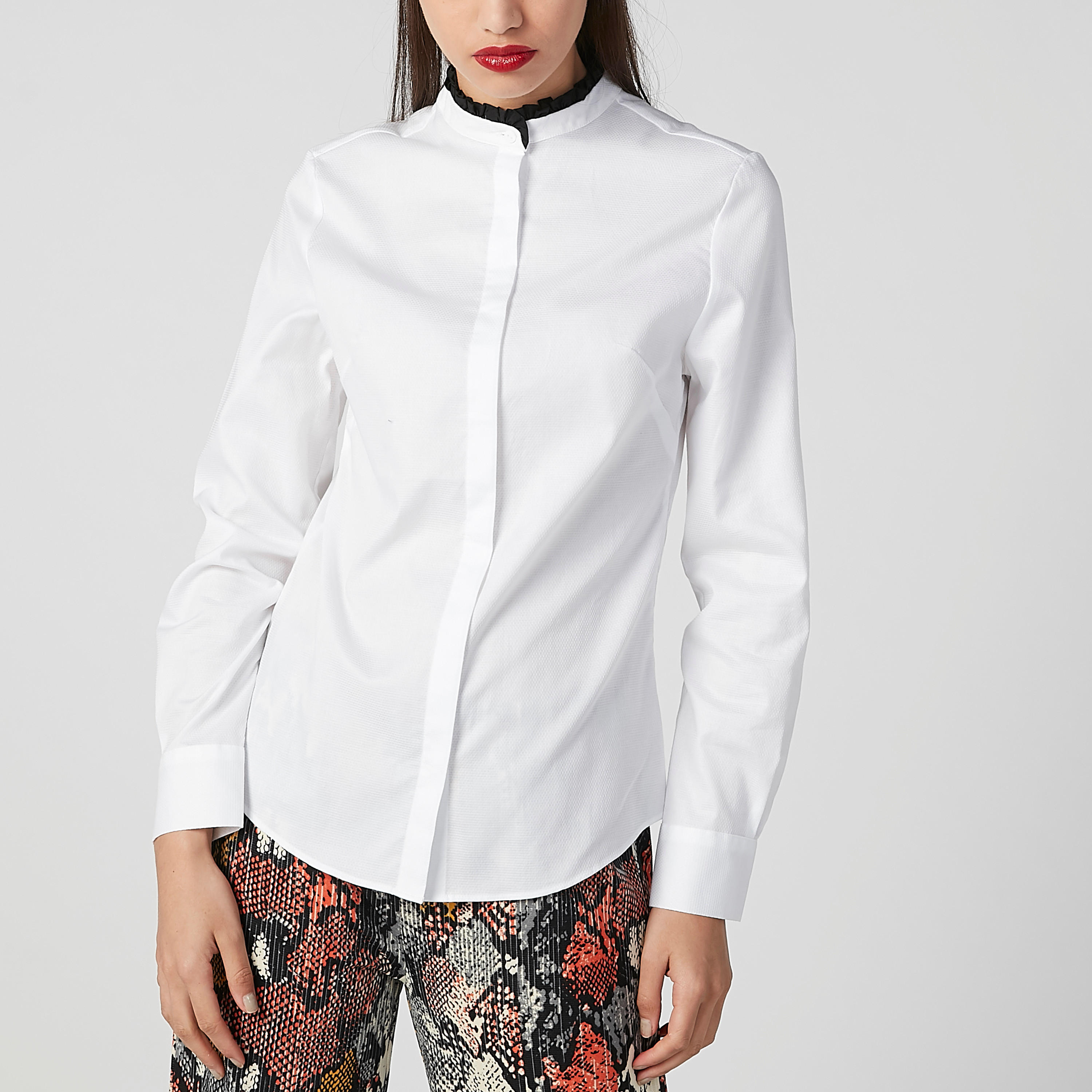 قميص مستدام سادة بياقة عالية وأكمام طويلة -women-clothing-shirtsandblouses-shirts-image-4