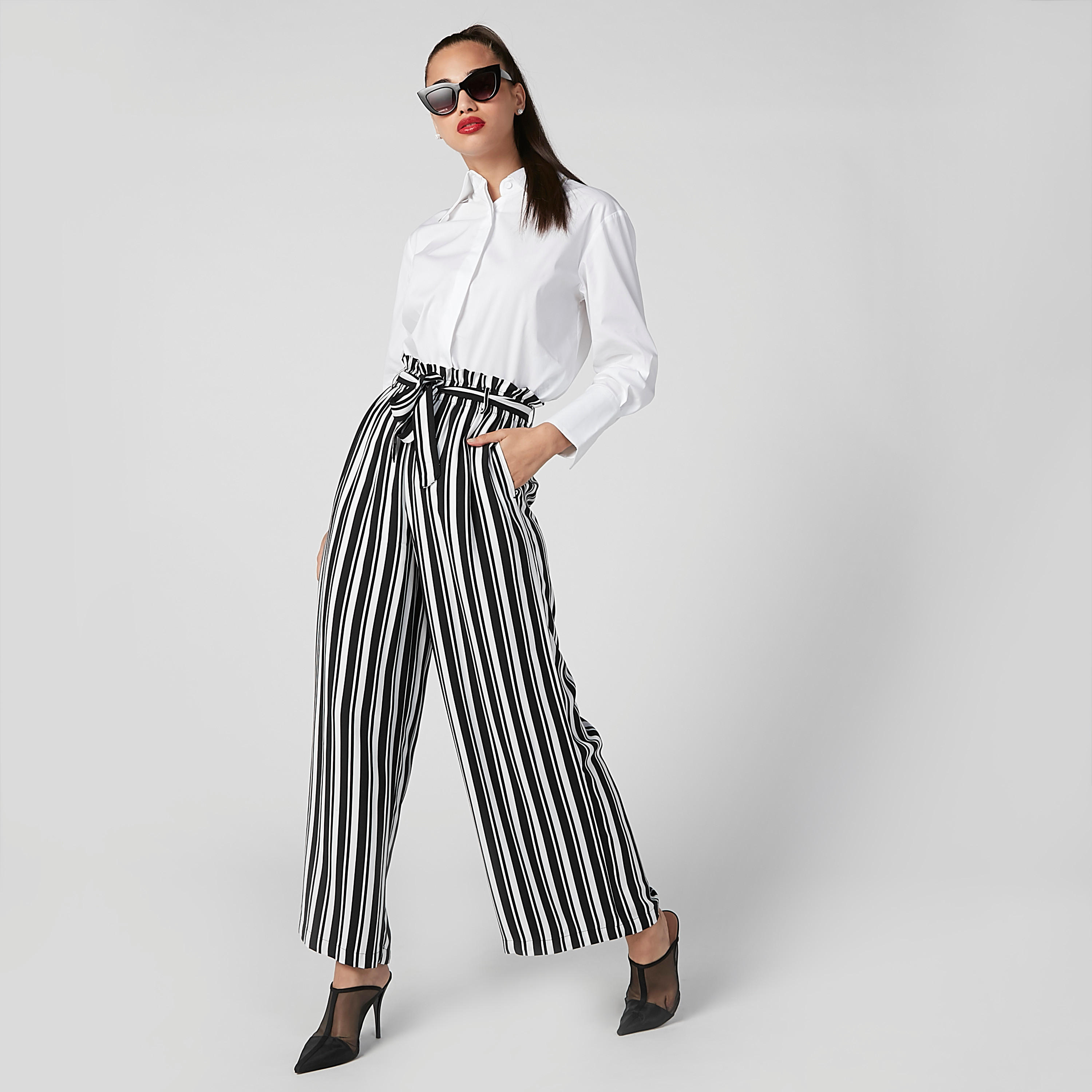 قميص مستدام سادة بأكمام طويلة وأزرار غير مرئية -women-clothing-shirtsandblouses-shirts-image-1
