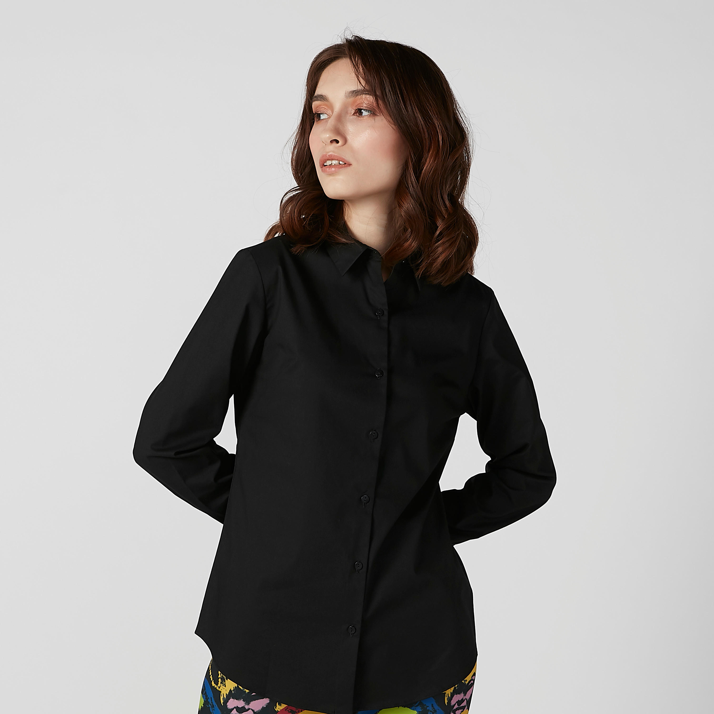 Sustainable Plain Shirt with Long Sleeves and Complete Placket-women-clothing-shirtsandblouses-shirts-image-1