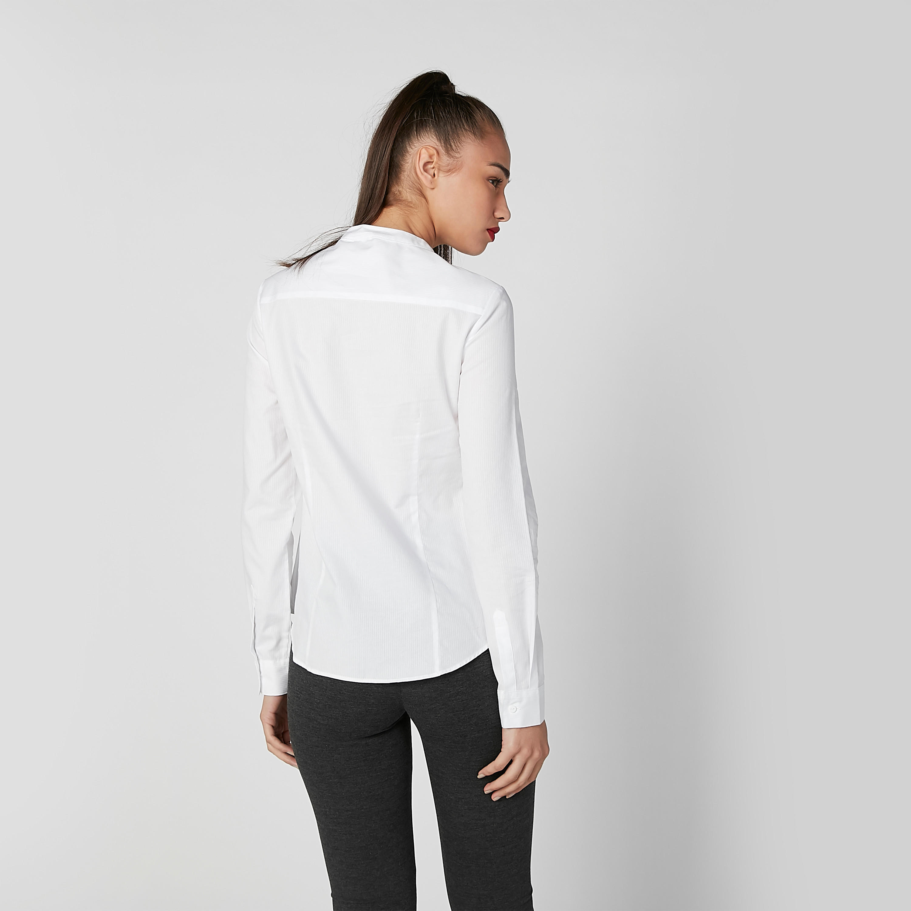 قميص مستدام سادة بياقة ماندارين وأكمام قصيرة -women-clothing-shirtsandblouses-shirts-image-4