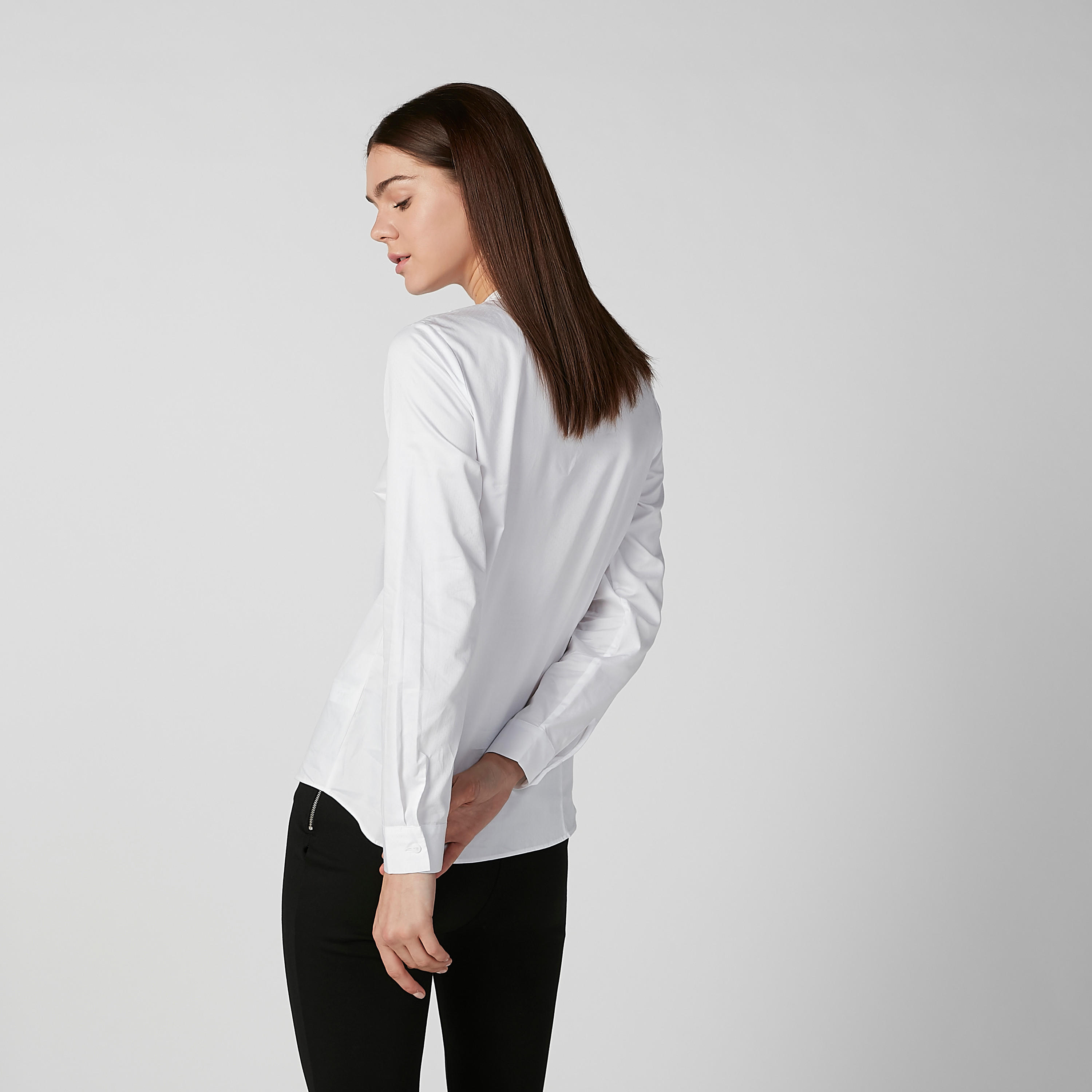 قميص مستدام سادة بياقة ماندارين وأكمام طويلة -women-clothing-shirtsandblouses-shirts-image-3