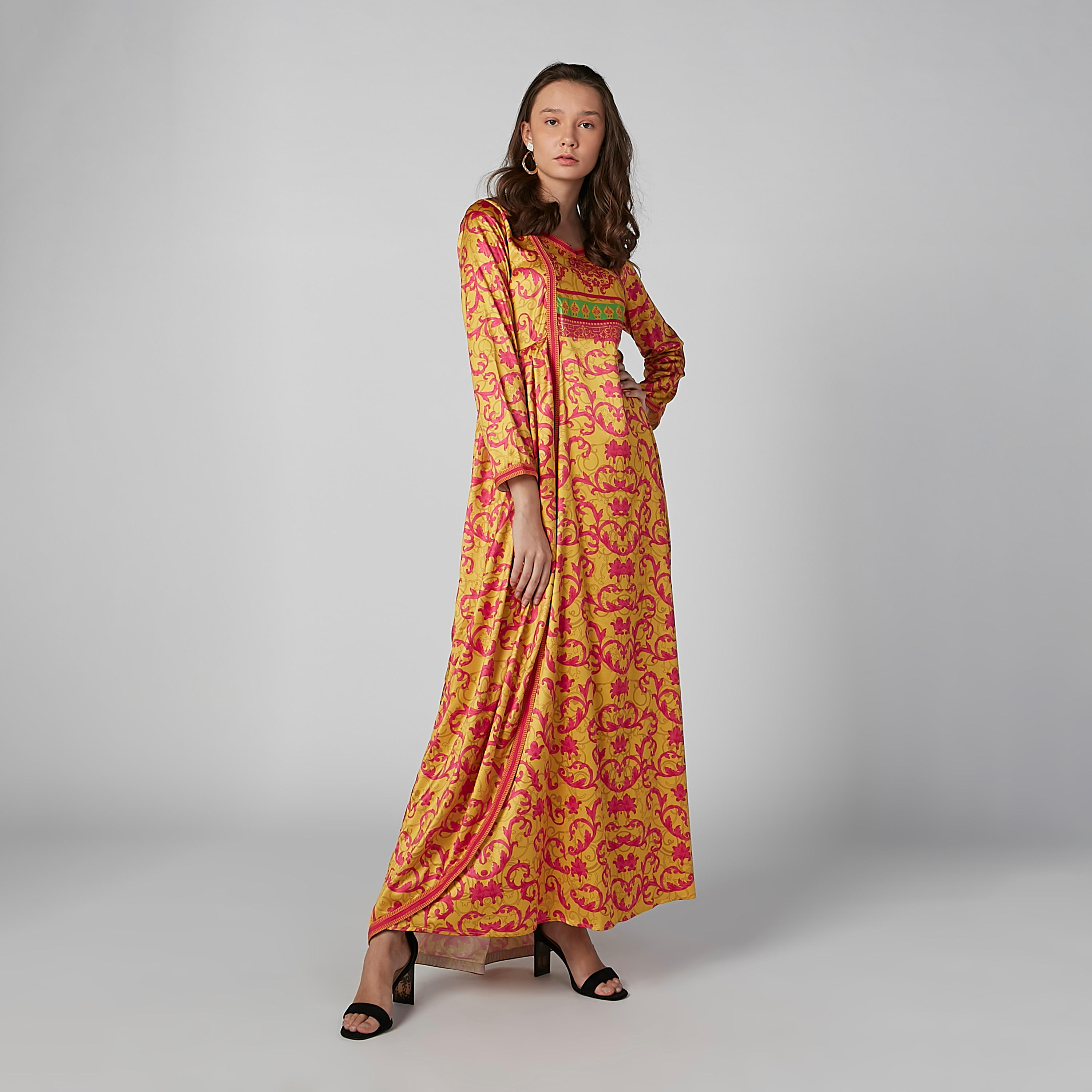 فستان إيه لاين طويل بأكمام طويلة وطبعات-women-clothing-dresses-image-1