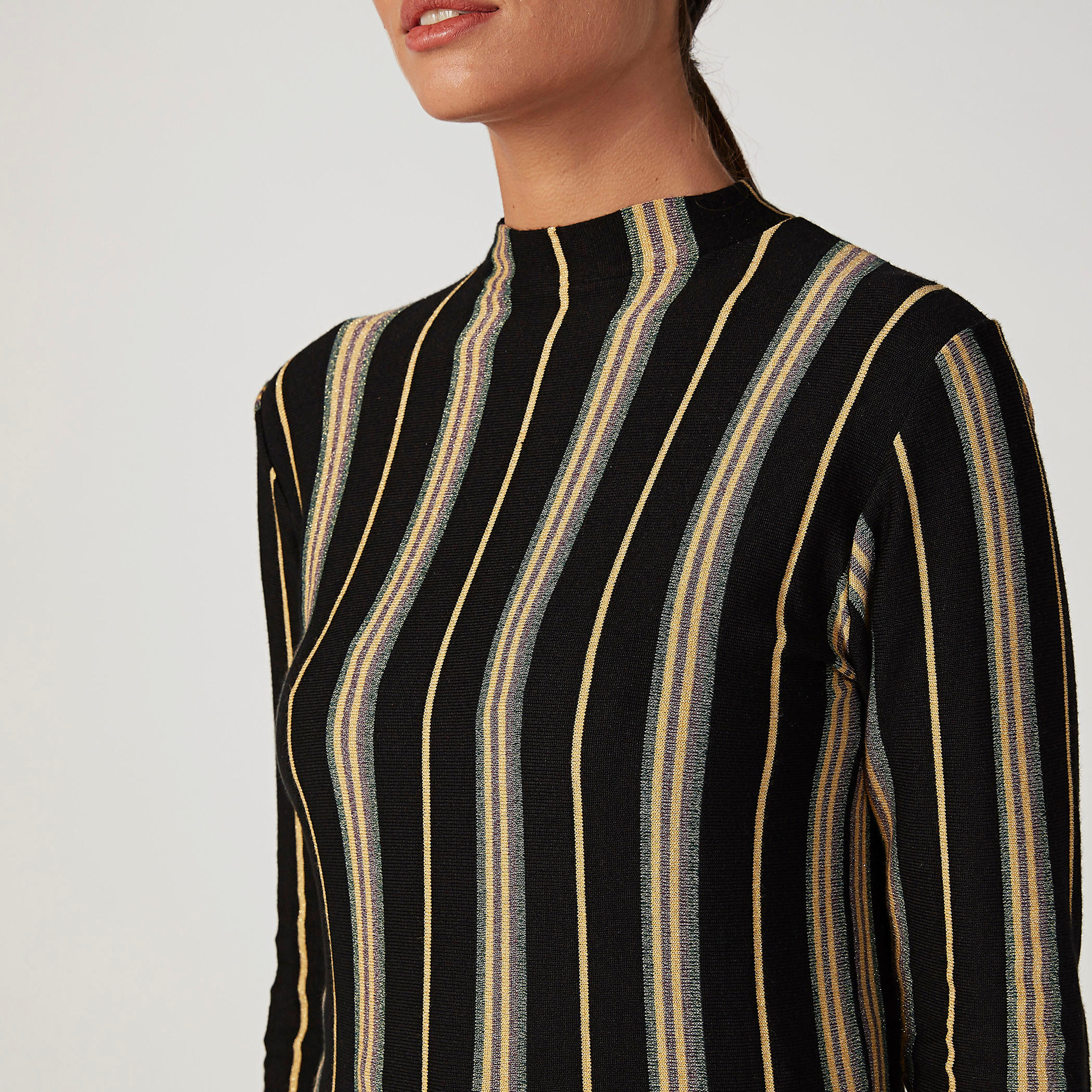 Striped Top with High Neck and Long Sleeves-women-clothing-shirtsandblouses-blouses-image-3