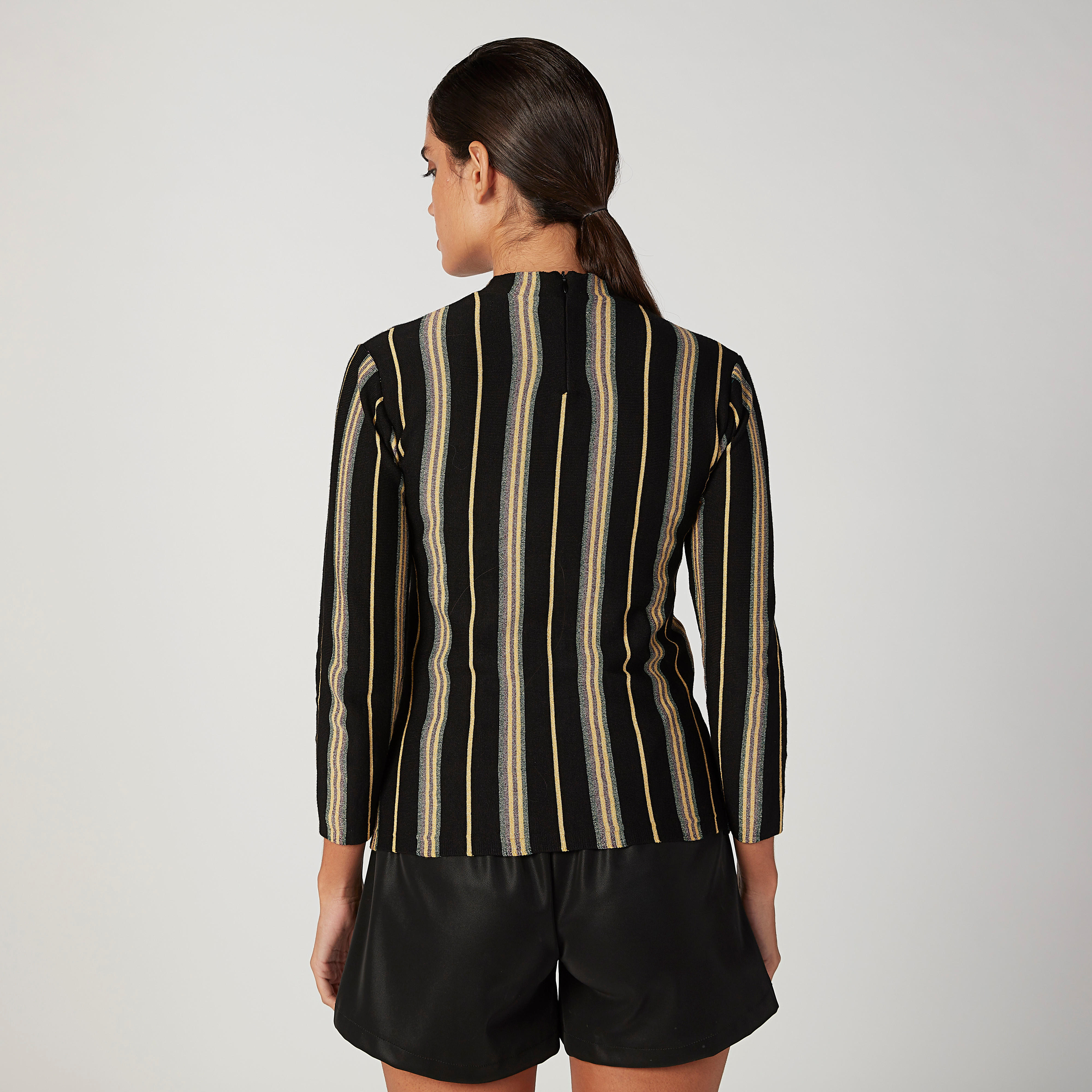 Striped Top with High Neck and Long Sleeves-women-clothing-shirtsandblouses-blouses-image-4
