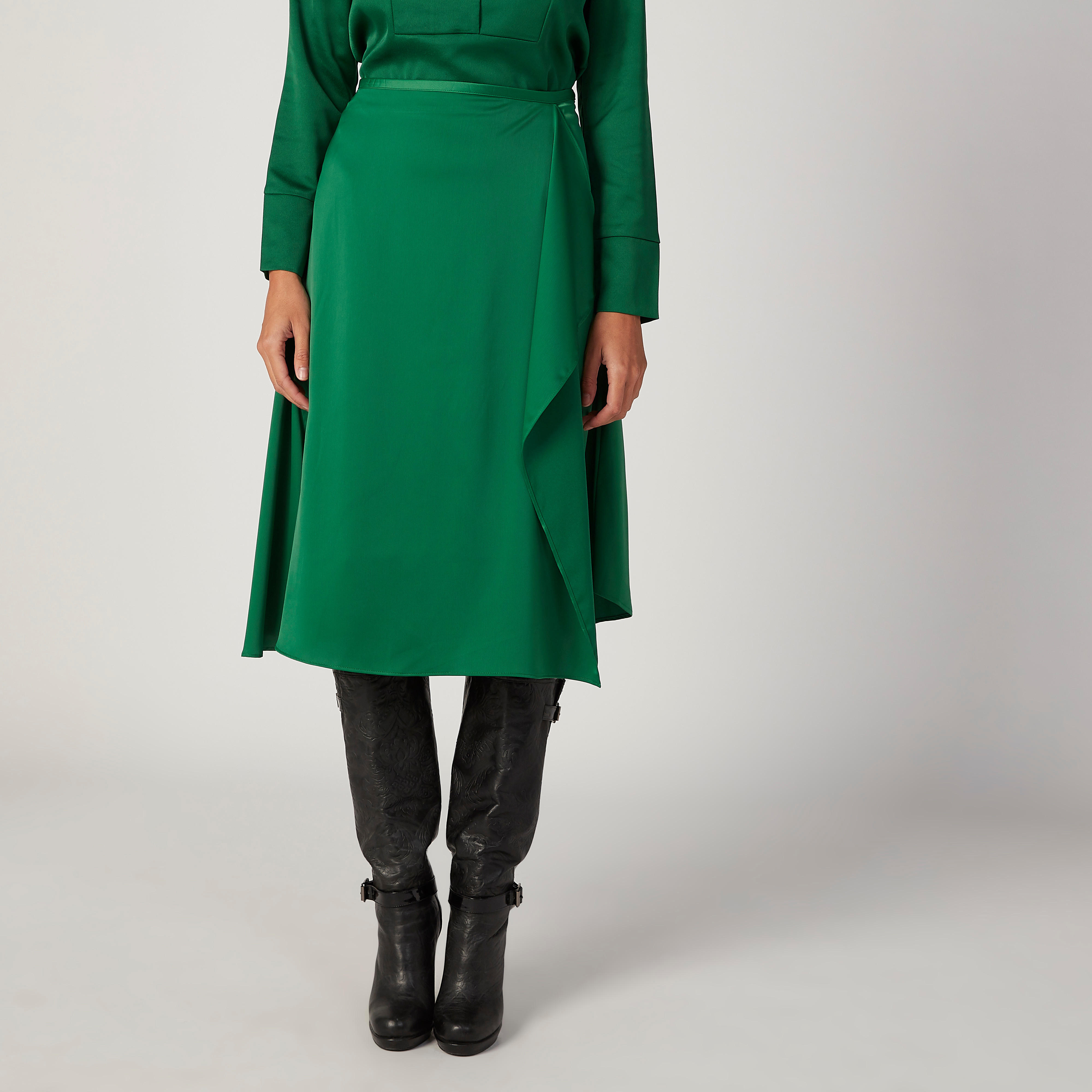 Plain Midi Wrap Skirt with Elasticised Waistband-women-clothing-bottoms-skirts-image-1