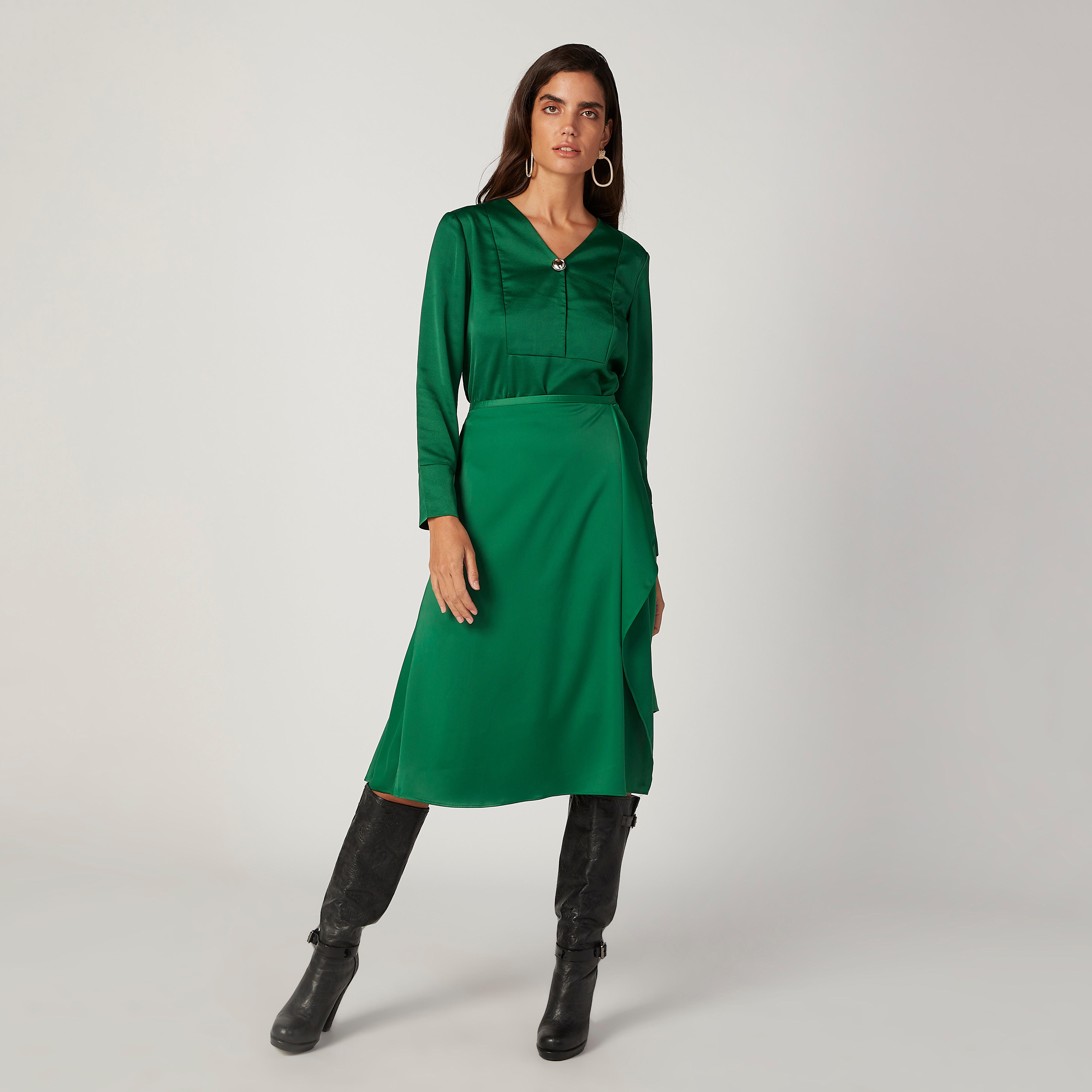 Plain Midi Wrap Skirt with Elasticised Waistband-women-clothing-bottoms-skirts-image-2