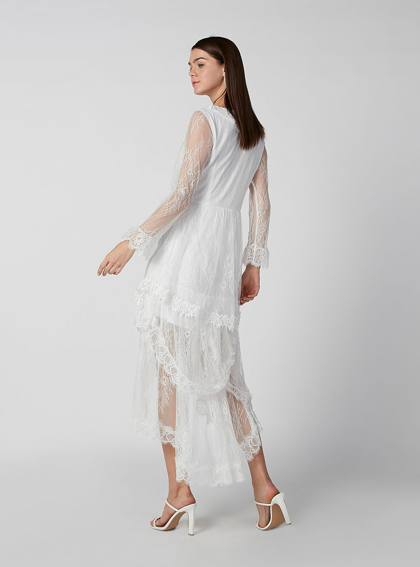 فستان مستدام ميدي دانتيل بأكمام طويلة وحواف غير مستوية-women-clothing-dresses-image-4