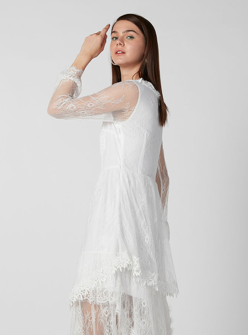 فستان مستدام ميدي دانتيل بأكمام طويلة وحواف غير مستوية-women-clothing-dresses-image-5