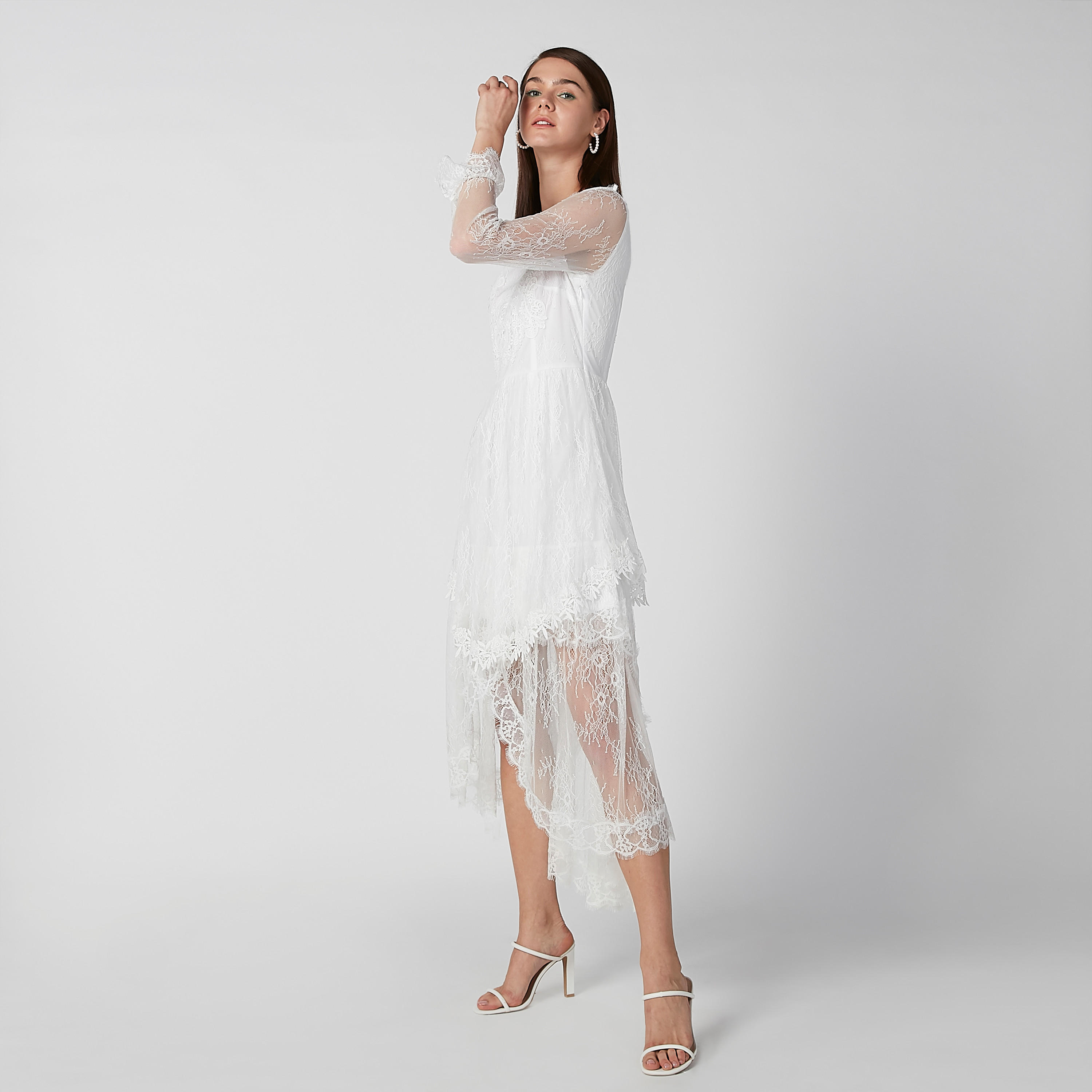 فستان مستدام ميدي دانتيل بأكمام طويلة وحواف غير مستوية-women-clothing-dresses-image-6