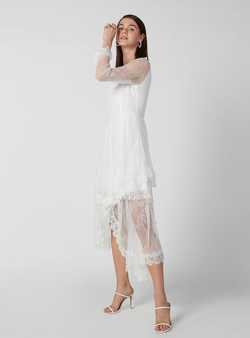 فستان مستدام ميدي دانتيل بأكمام طويلة وحواف غير مستوية-women-clothing-dresses-image-6