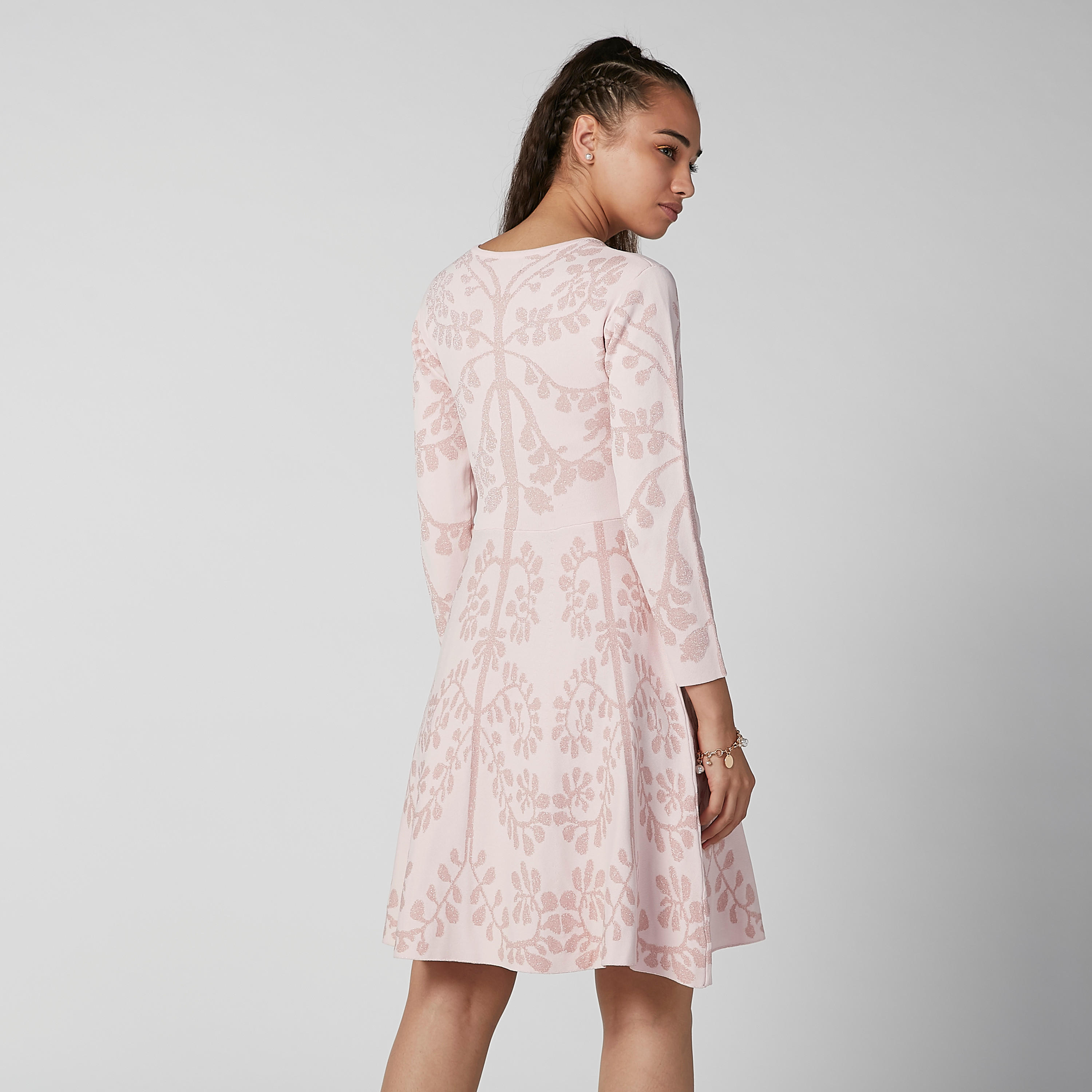 فستان ميدي إيه لاين بياقة مستديرة وأكمام طويلة وطبعات-women-clothing-dresses-image-3