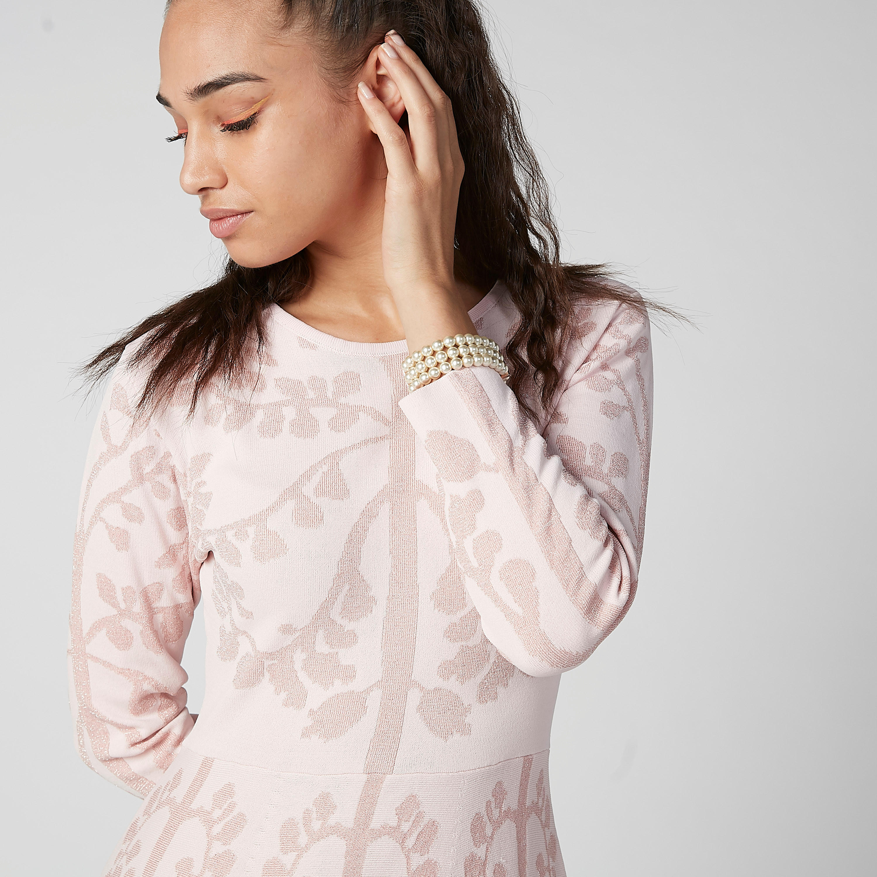 فستان ميدي إيه لاين بياقة مستديرة وأكمام طويلة وطبعات-women-clothing-dresses-image-4