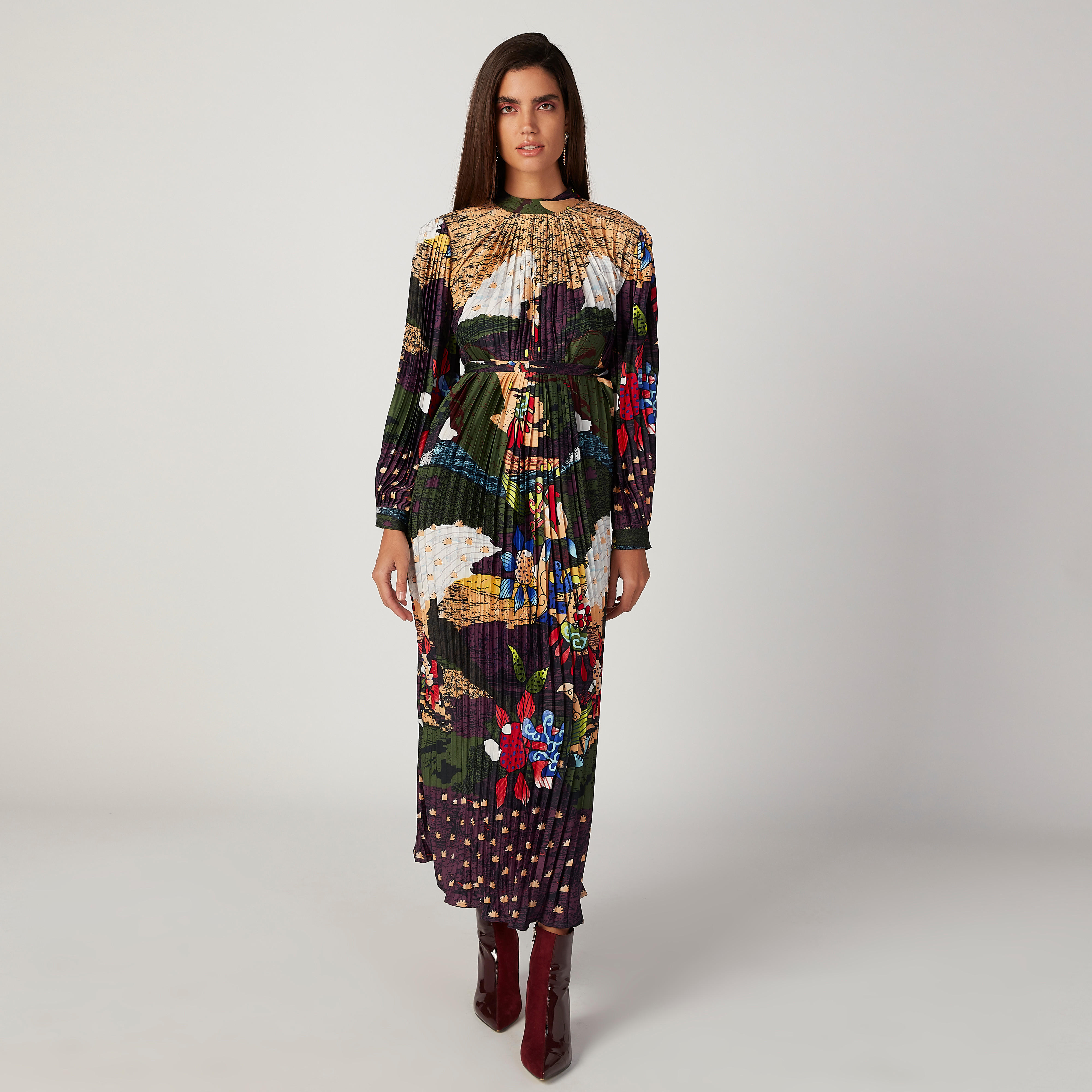 فستان مستدام طويل إيه لاين بأكمام طويلة وأربطة وطبعات-women-clothing-dresses-image-1
