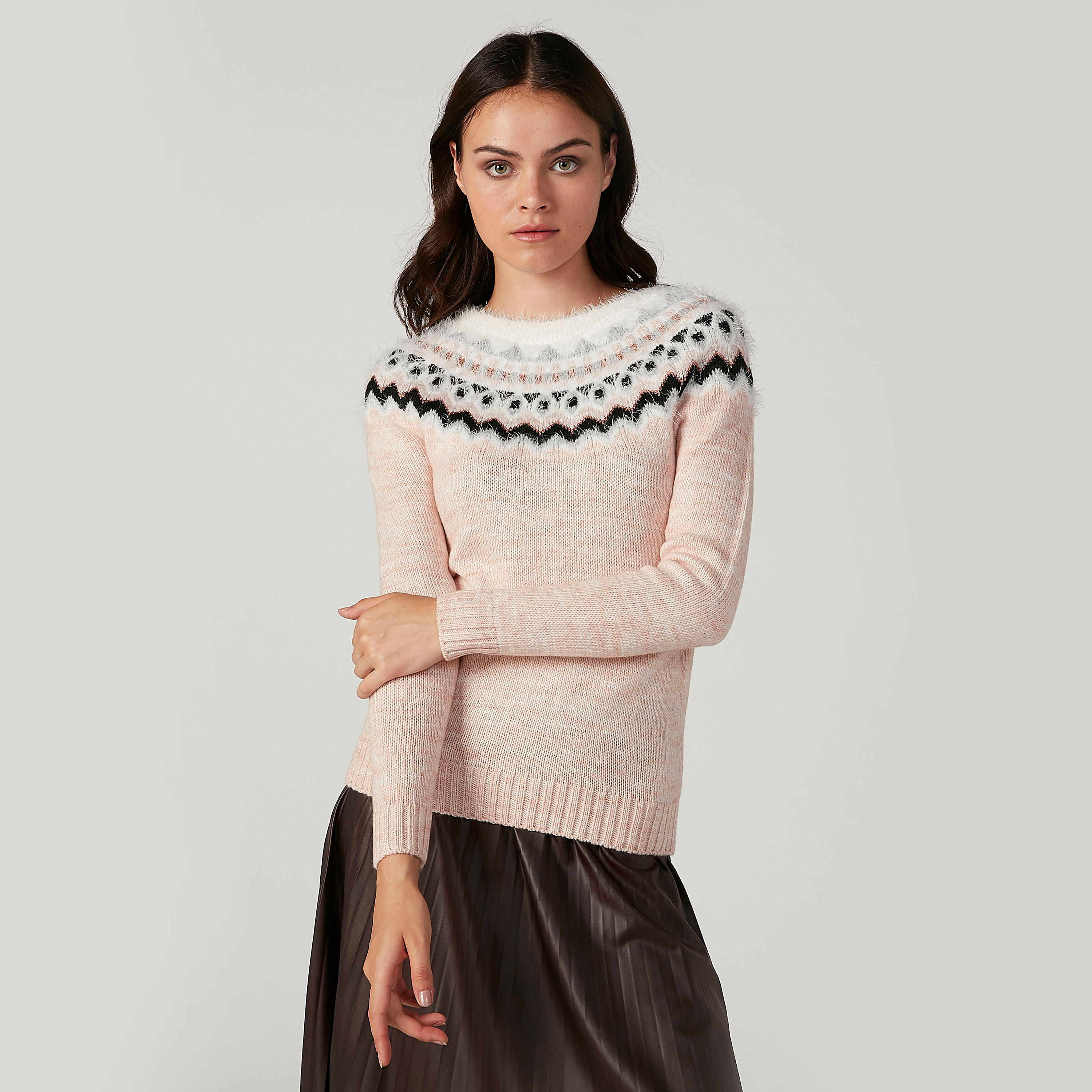 كنزة بارزة الملمس بياقة مستديرة وأكمام طويلة-women-clothing-cardigansandjumpers-jumpers-image-5