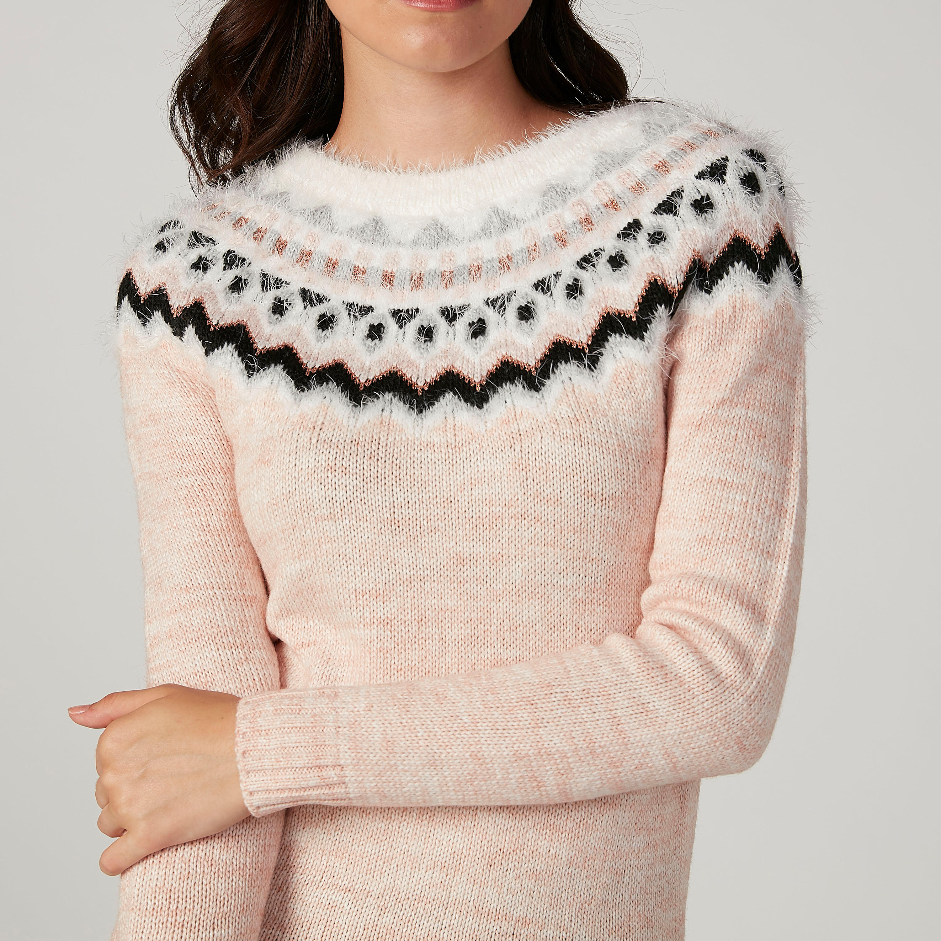 كنزة بارزة الملمس بياقة مستديرة وأكمام طويلة-women-clothing-cardigansandjumpers-jumpers-image-3