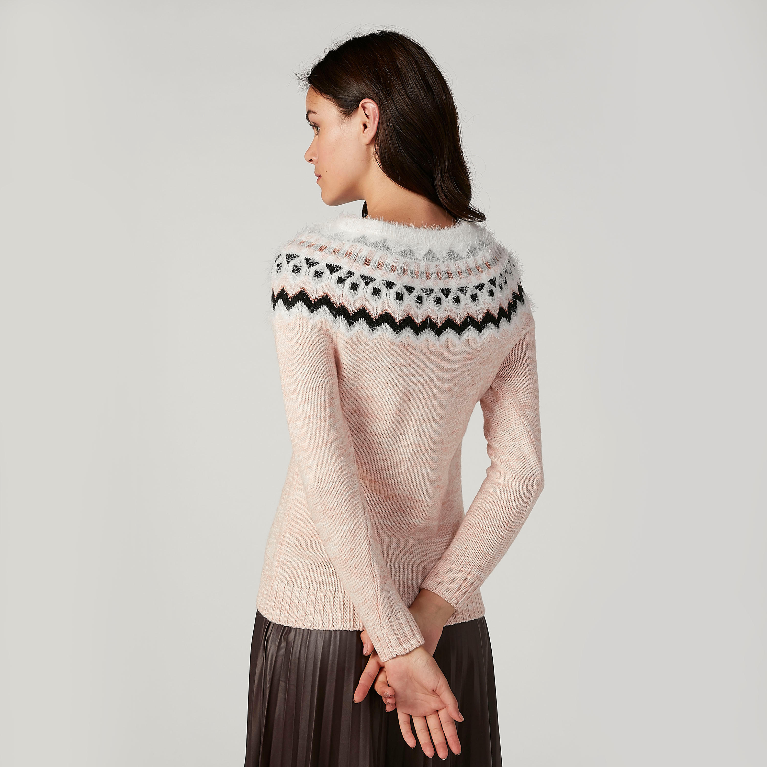 كنزة بارزة الملمس بياقة مستديرة وأكمام طويلة-women-clothing-cardigansandjumpers-jumpers-image-2