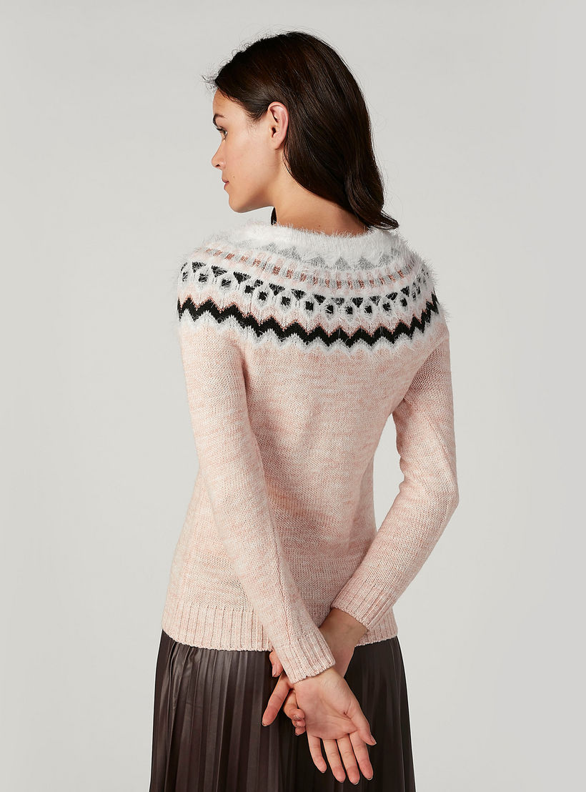 كنزة بارزة الملمس بياقة مستديرة وأكمام طويلة-women-clothing-cardigansandjumpers-jumpers-image-2