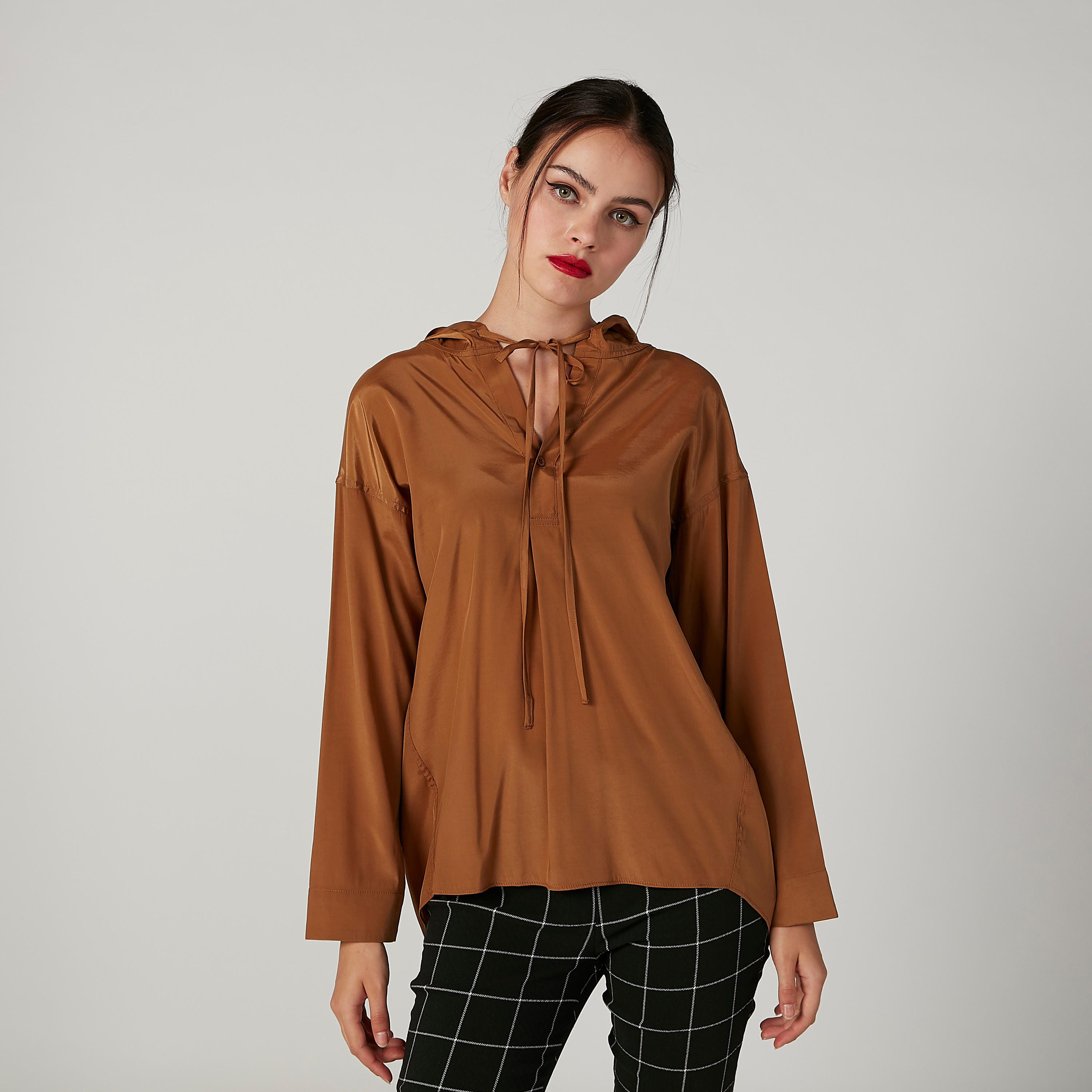 Plain Top with Long Sleeves and Hood-women-clothing-shirtsandblouses-blouses-image-1
