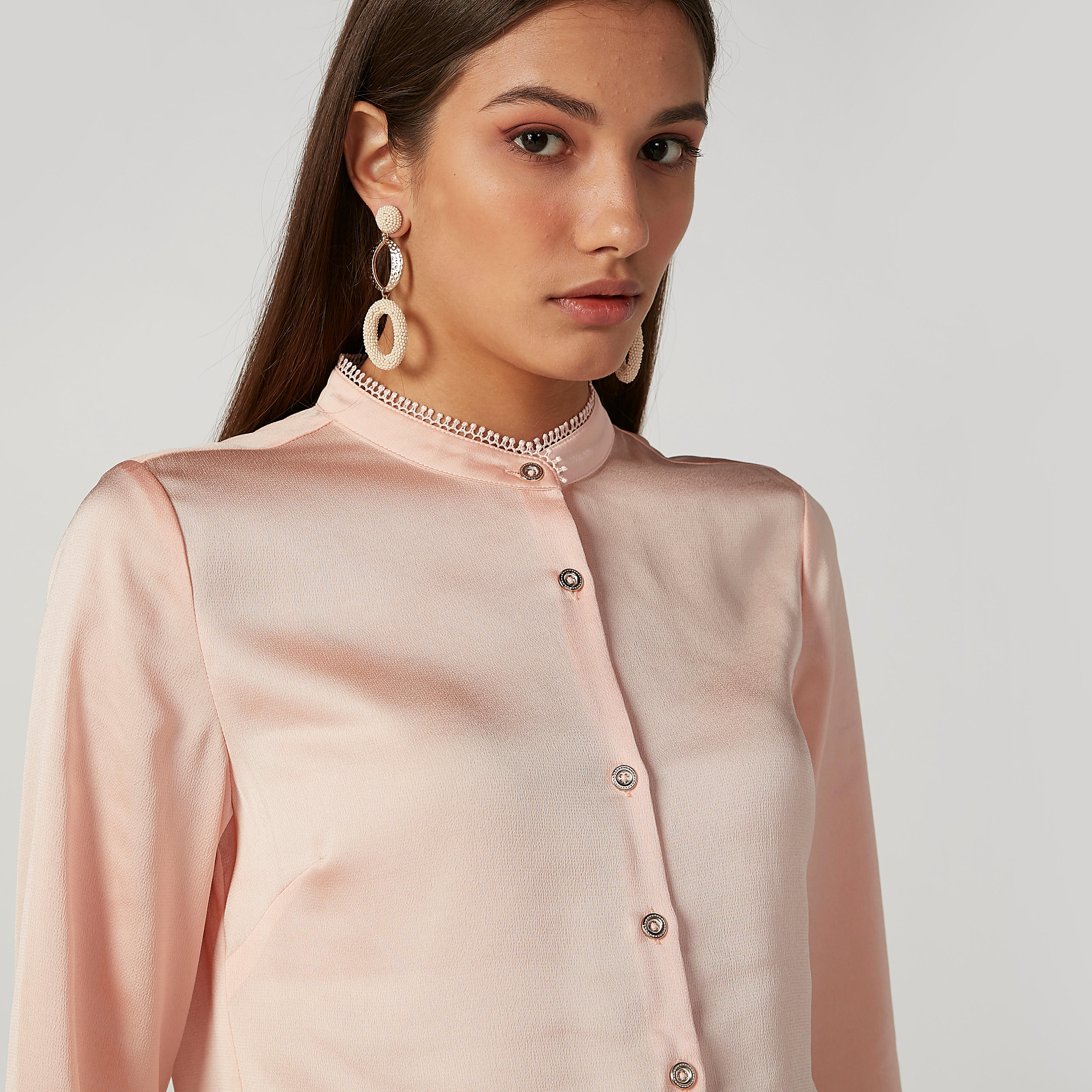 Plain Shirt with Mandarin Collar and Long Sleeves-women-clothing-shirtsandblouses-shirts-image-5