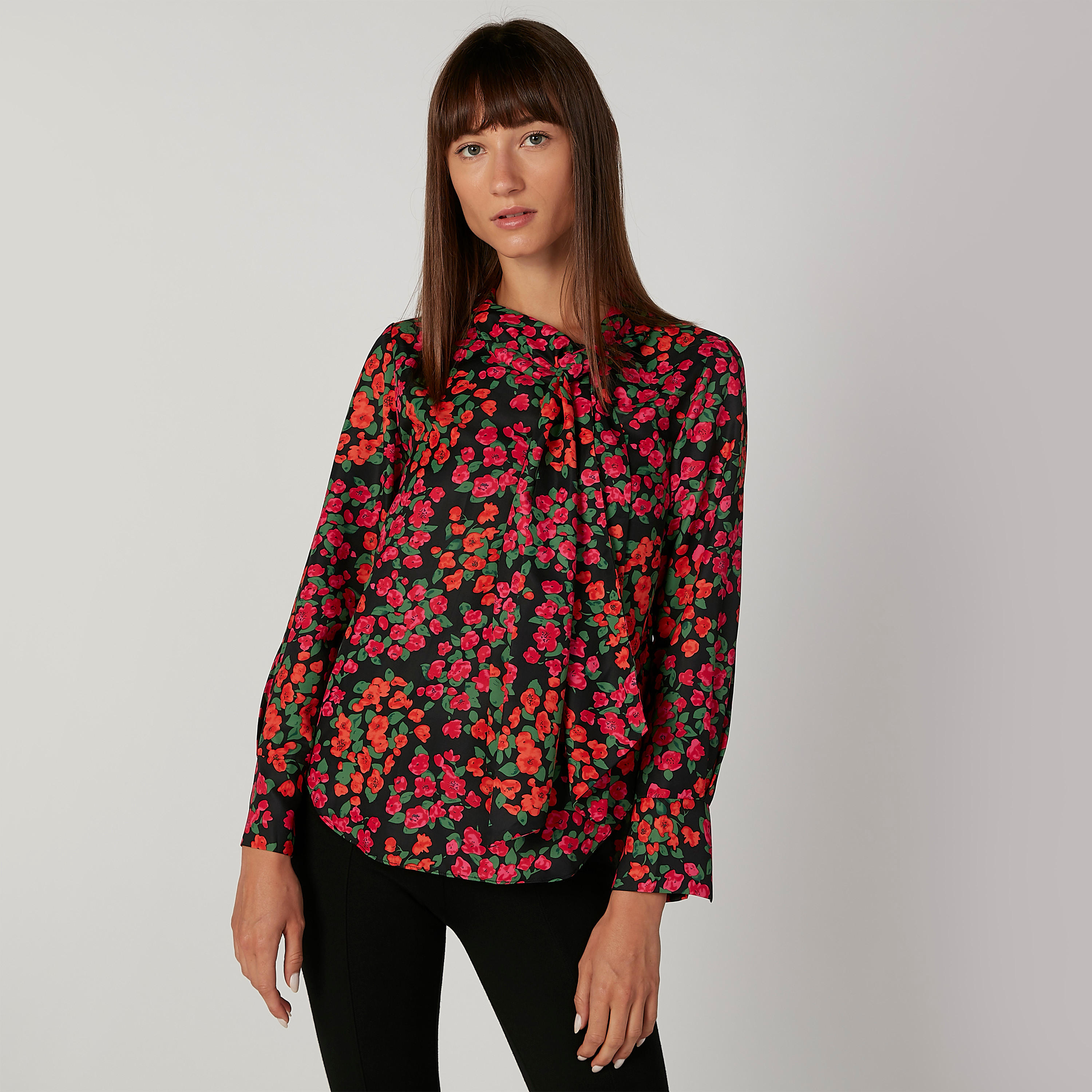 بلوزة مستدام بأكمام طويلة وطبعات وربطة عنق -women-clothing-shirtsandblouses-blouses-image-1