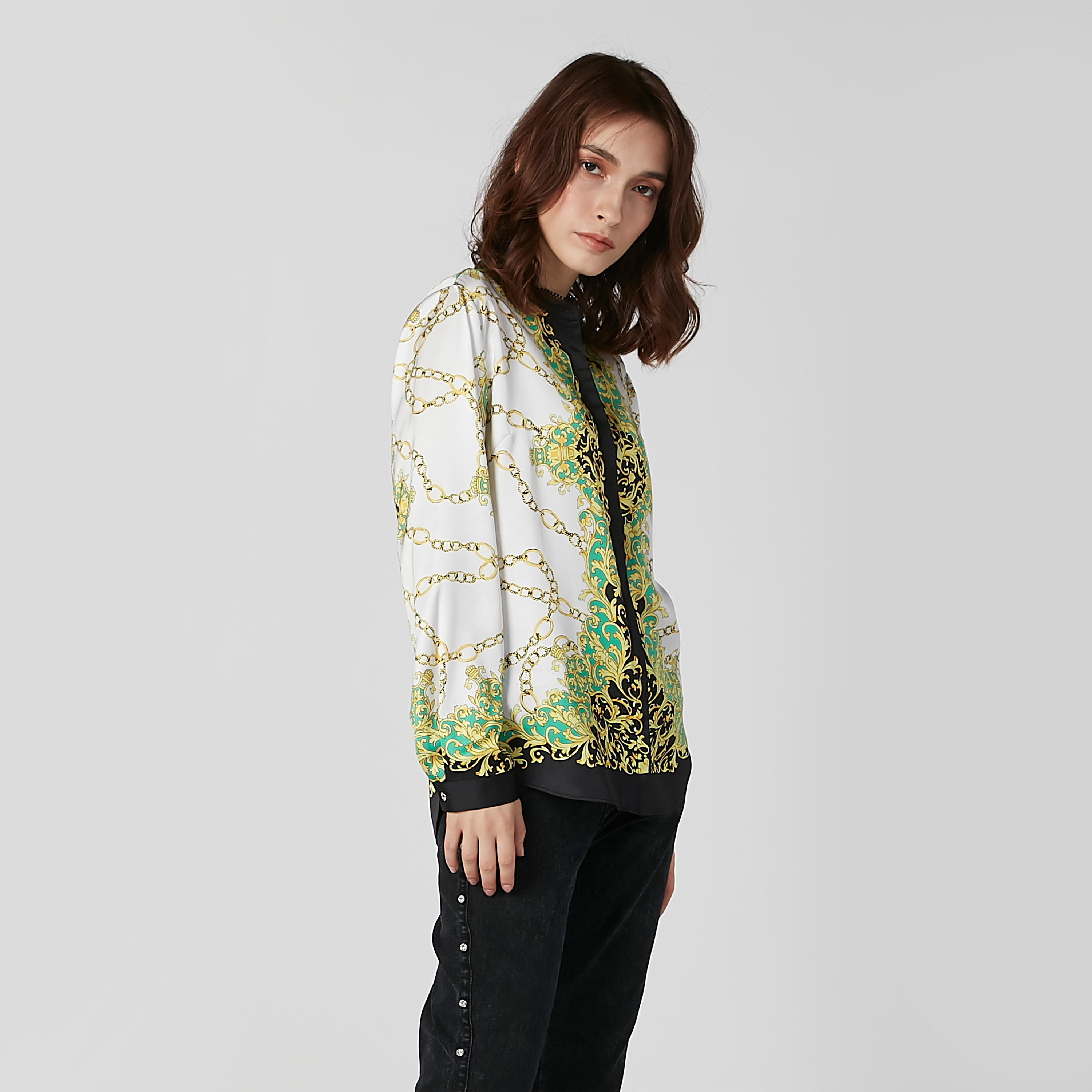 قميص مستدام بأكمام طويلة وأزرار غير مرئية وطبعات -women-clothing-shirtsandblouses-shirts-image-1