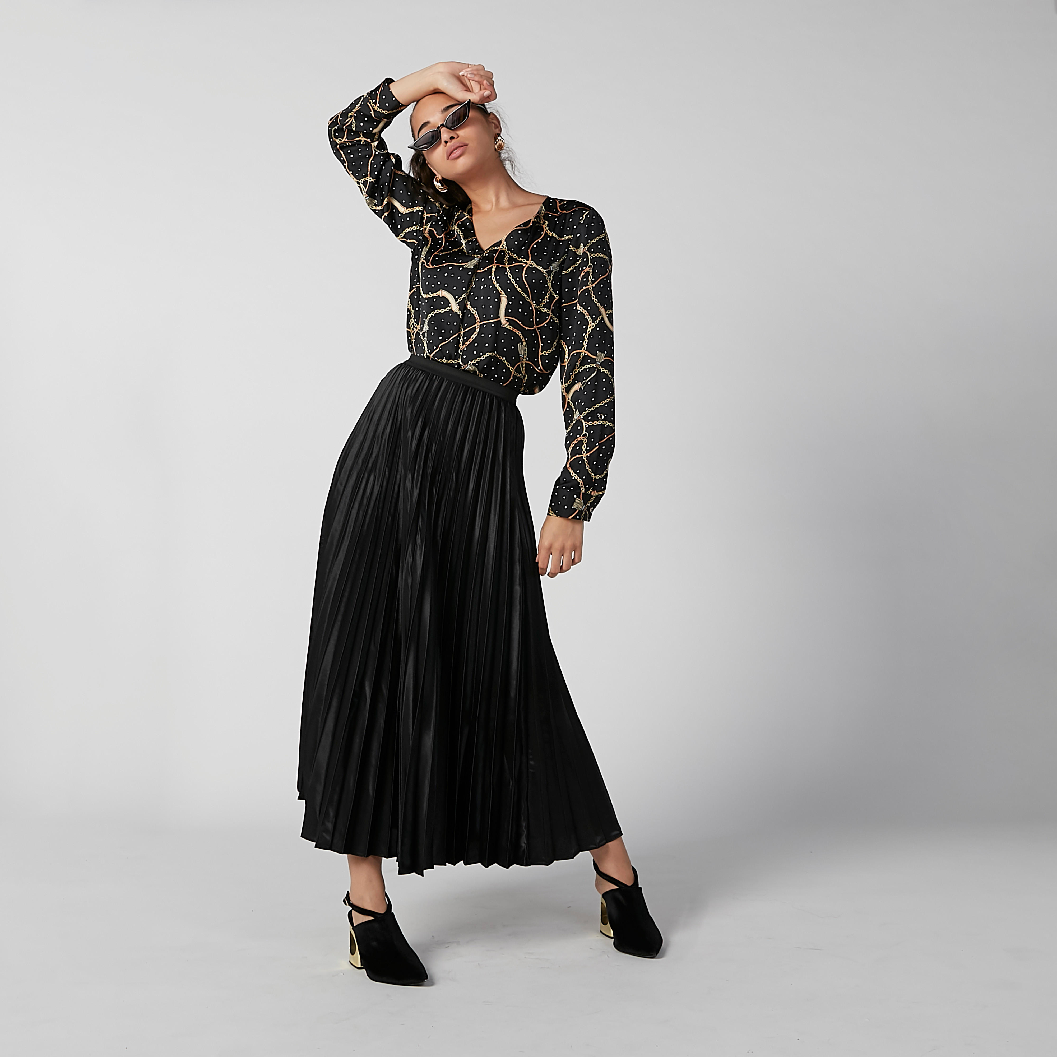 Printed Top with V-neck and Long Sleeves-women-clothing-shirtsandblouses-blouses-image-1