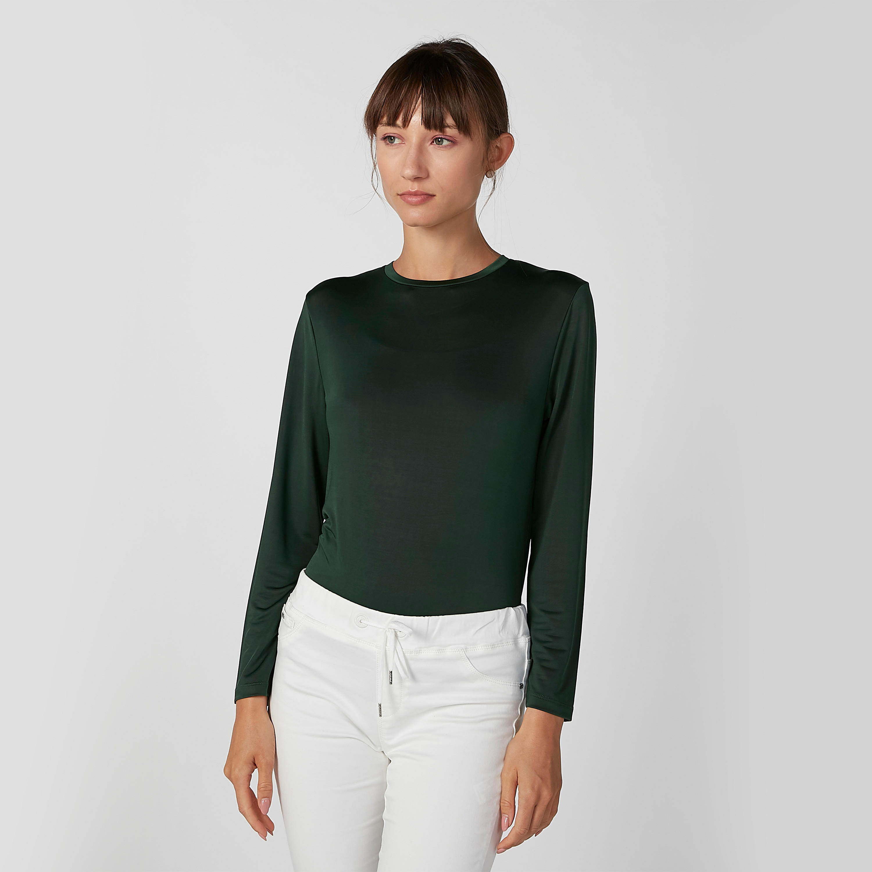 Sustainable Plain T-shirt with Round Neck and Long Sleeves-women-clothing-tshirts-image-1
