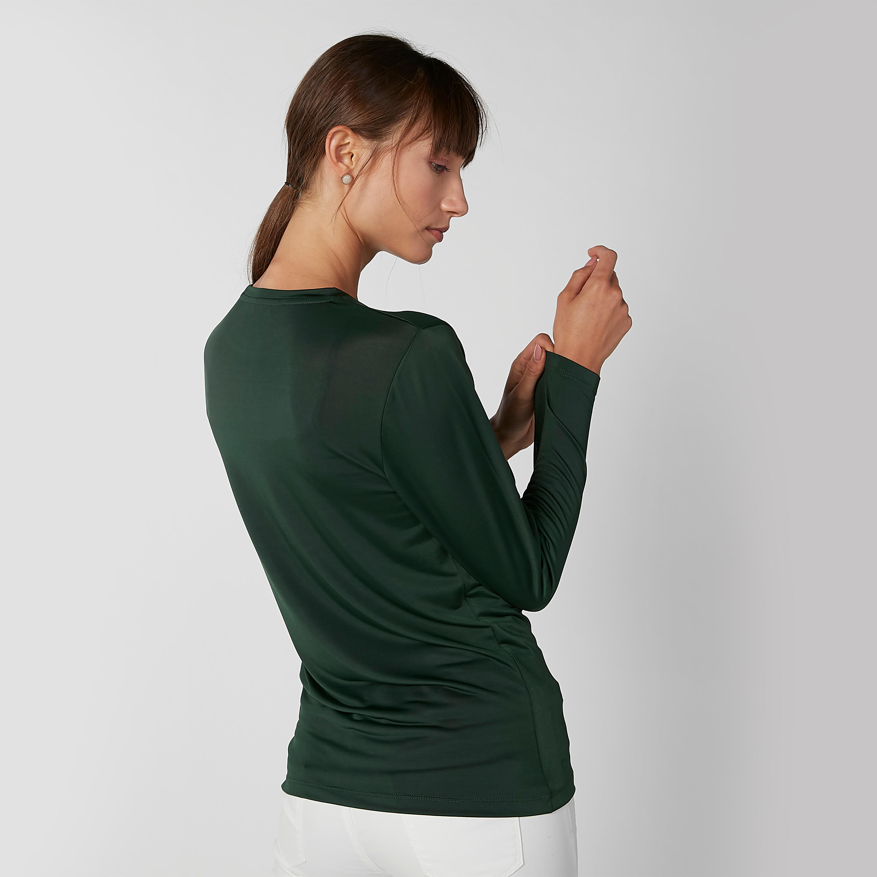 Sustainable Plain T-shirt with Round Neck and Long Sleeves-women-clothing-tshirts-image-3