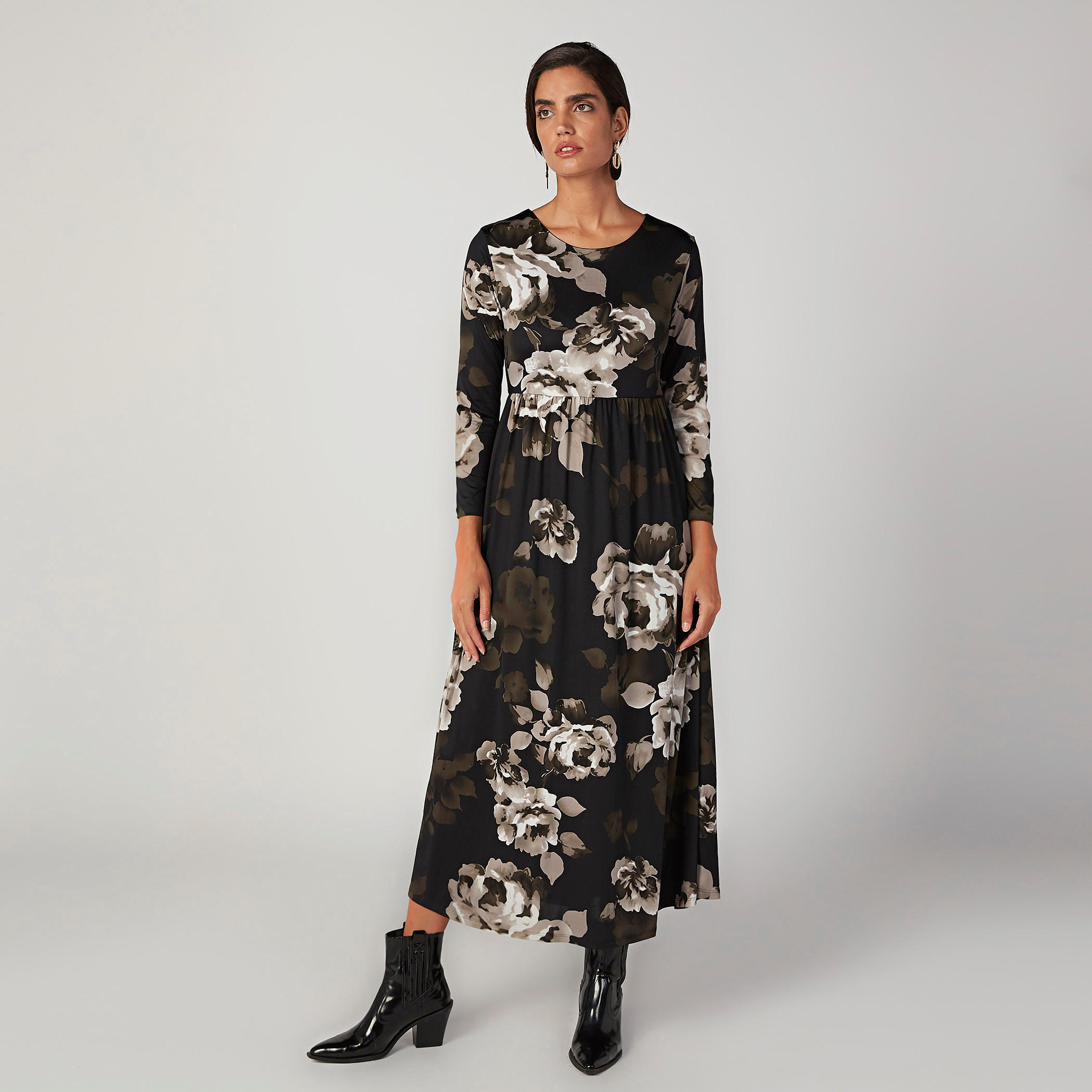فستان مستدام إيه لاين ميدي بطبعات أزهار وأكمام قصيرة-women-clothing-dresses-image-1