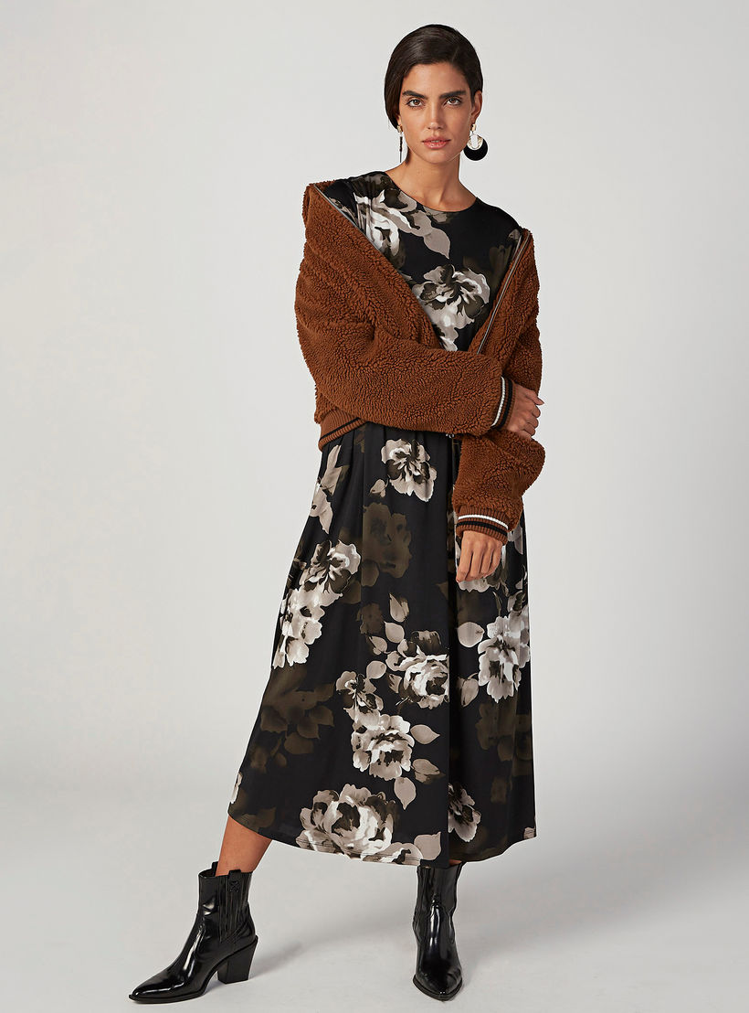 فستان مستدام إيه لاين ميدي بطبعات أزهار وأكمام قصيرة-women-clothing-dresses-image-2