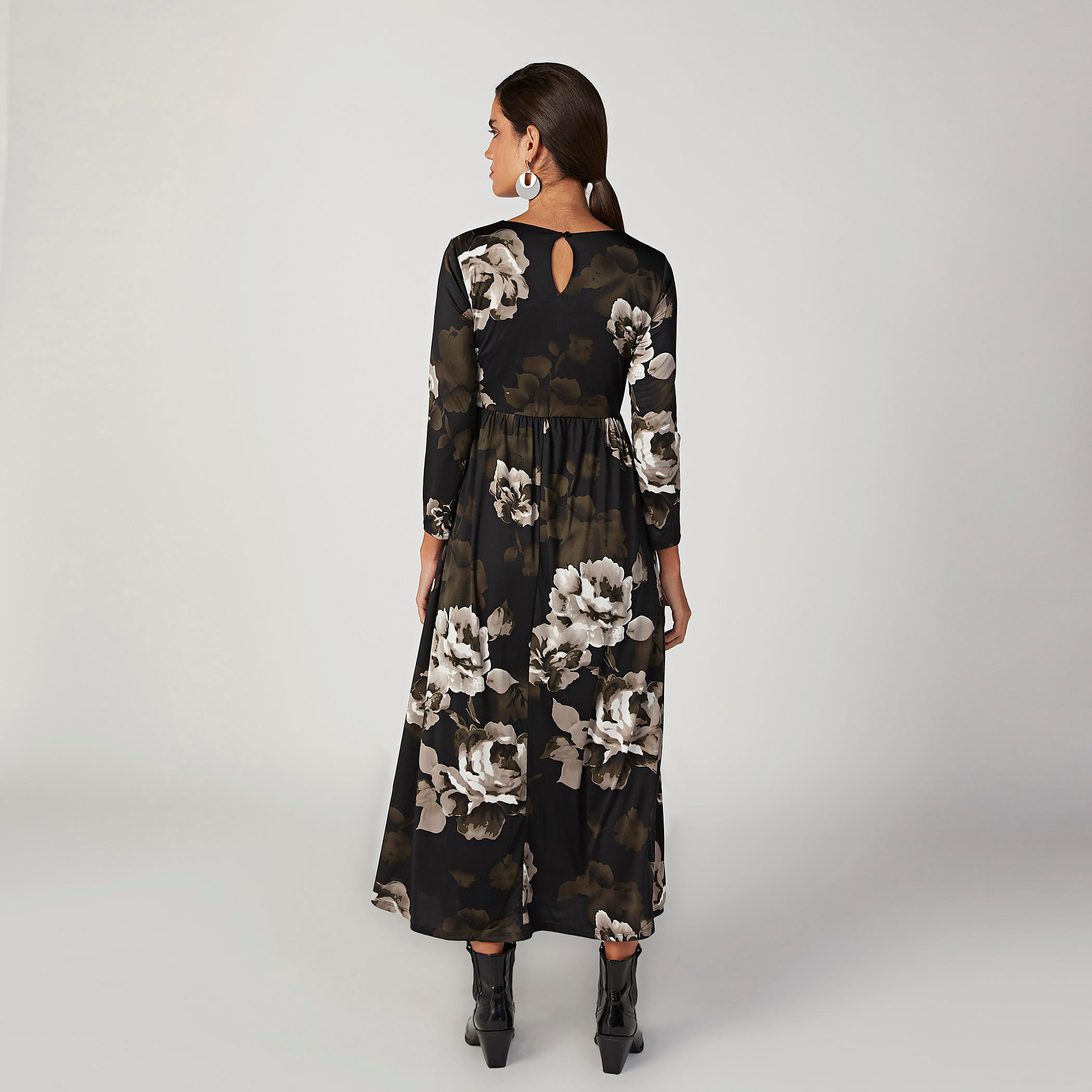 فستان مستدام إيه لاين ميدي بطبعات أزهار وأكمام قصيرة-women-clothing-dresses-image-4
