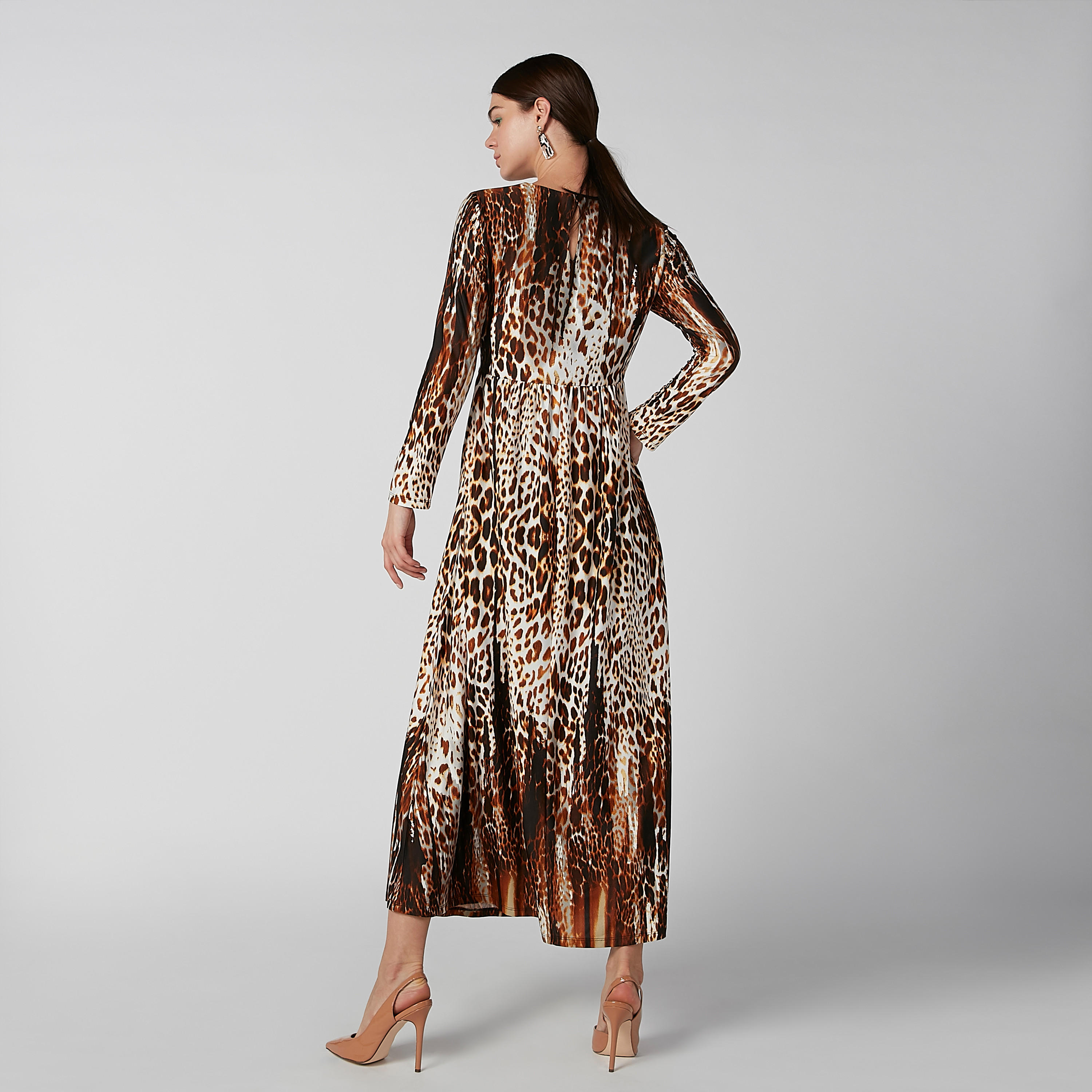 فستان مستدام طويل إيه لاين بأكمام طويلة وطبعات حيوان-women-clothing-dresses-image-4