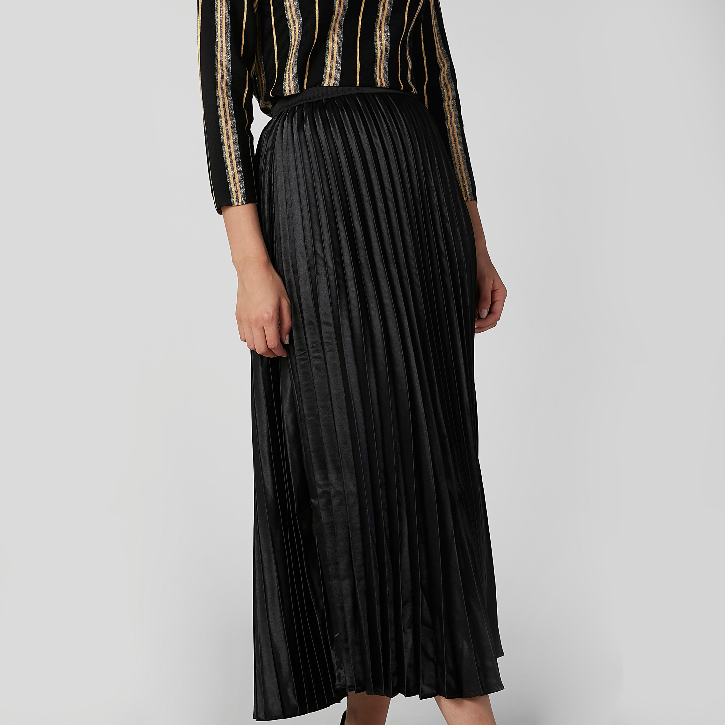 Textured Maxi A-line Skirt with Elasticised Waistband-women-clothing-bottoms-skirts-image-3