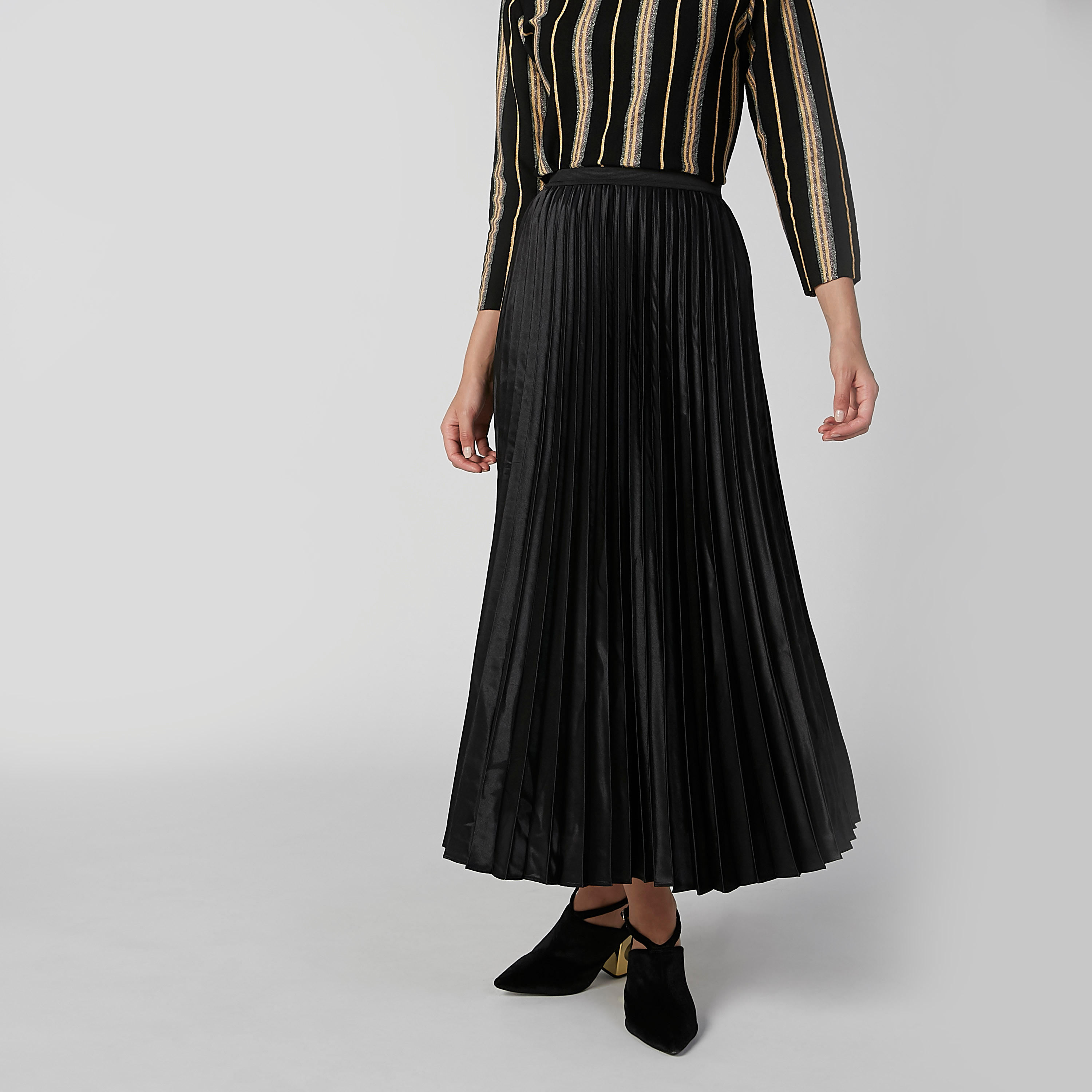 تنورة ماكسي إيه لاين بارزة الملمس بخصر مطاطي-women-clothing-bottoms-skirts-image-4