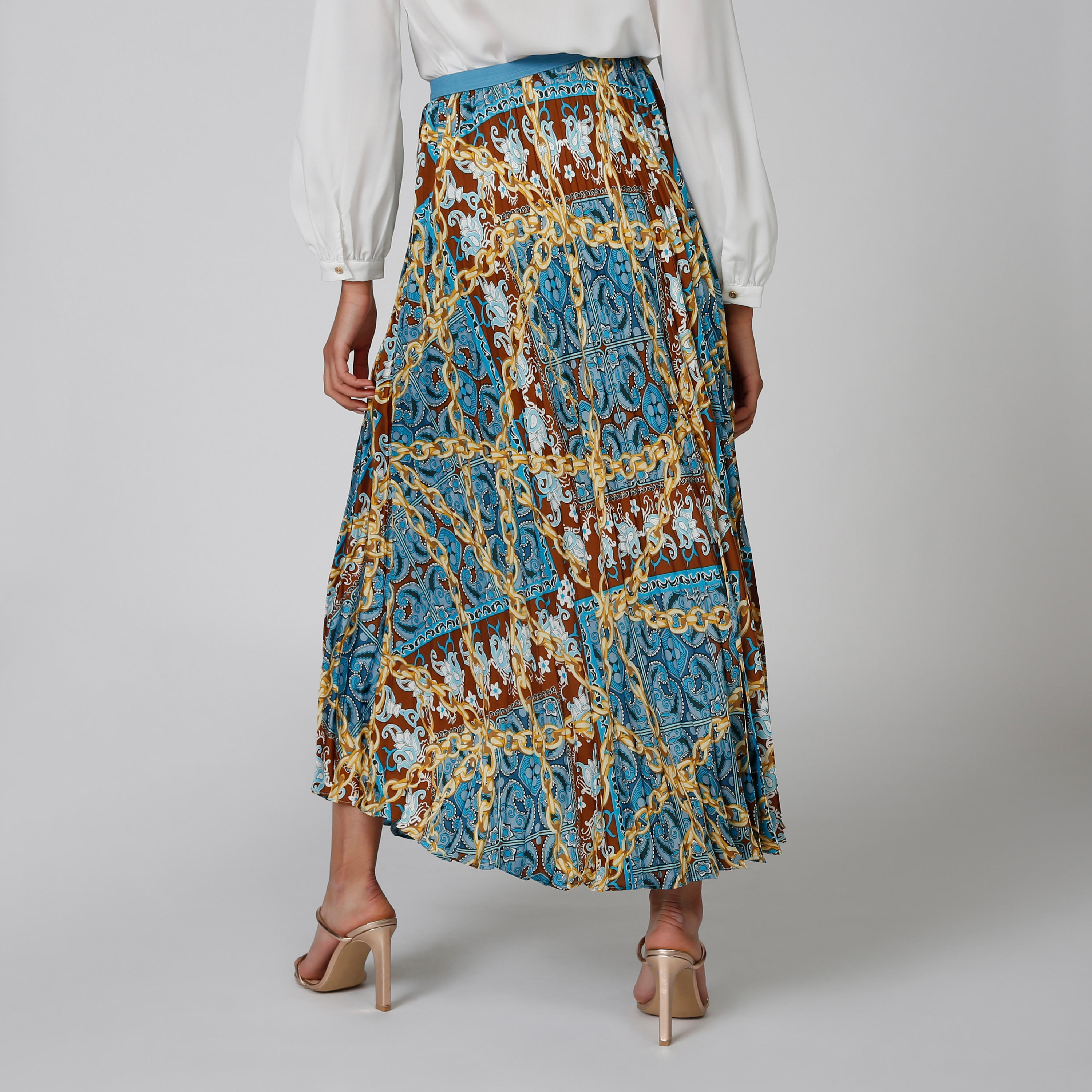 تنورة ماكسي إيه لاين سادة بخصر مطّاطي وثنيات وطبعات-women-clothing-bottoms-skirts-image-2