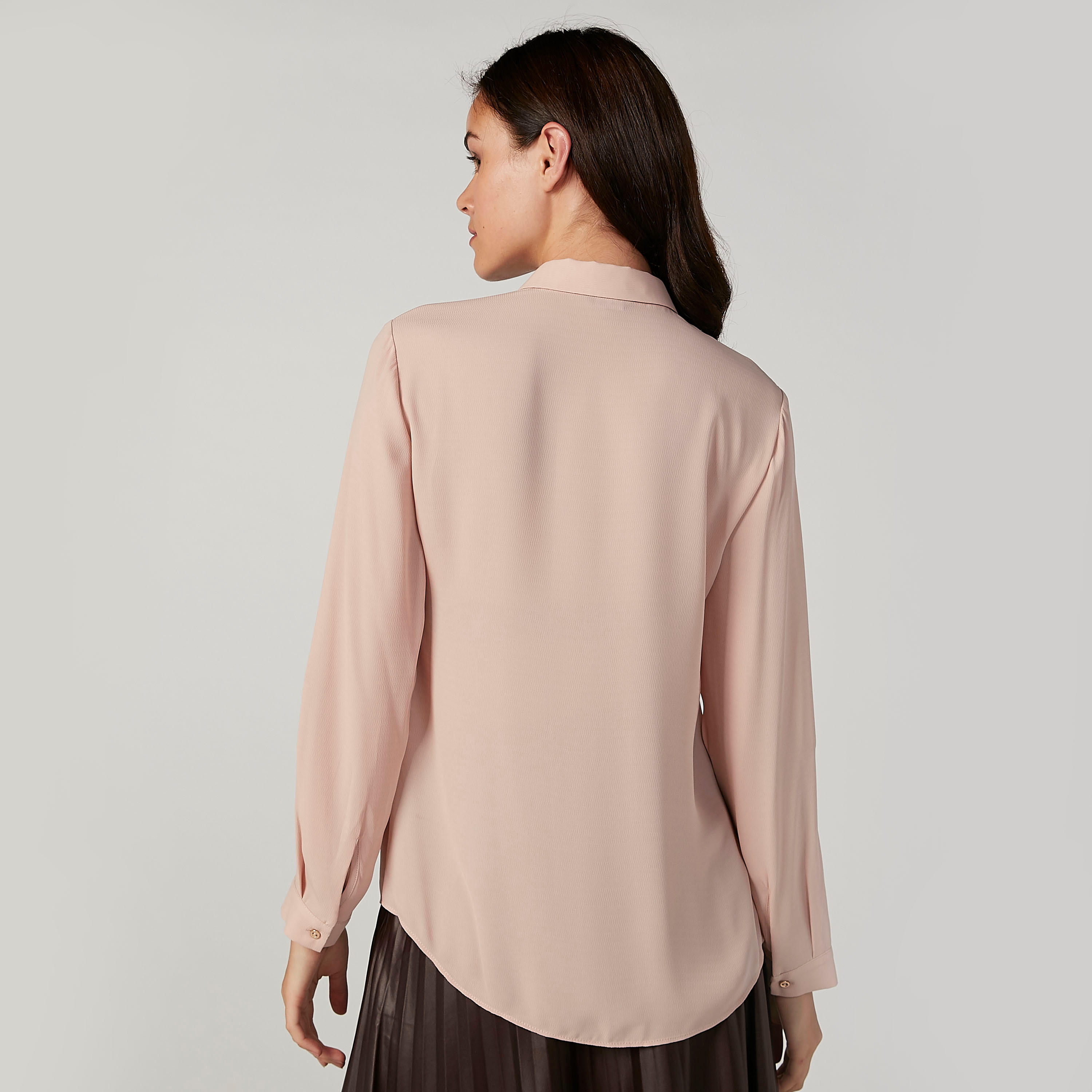 Plain Shirt with Long Sleeves and Spread Collar-women-clothing-shirtsandblouses-shirts-image-4
