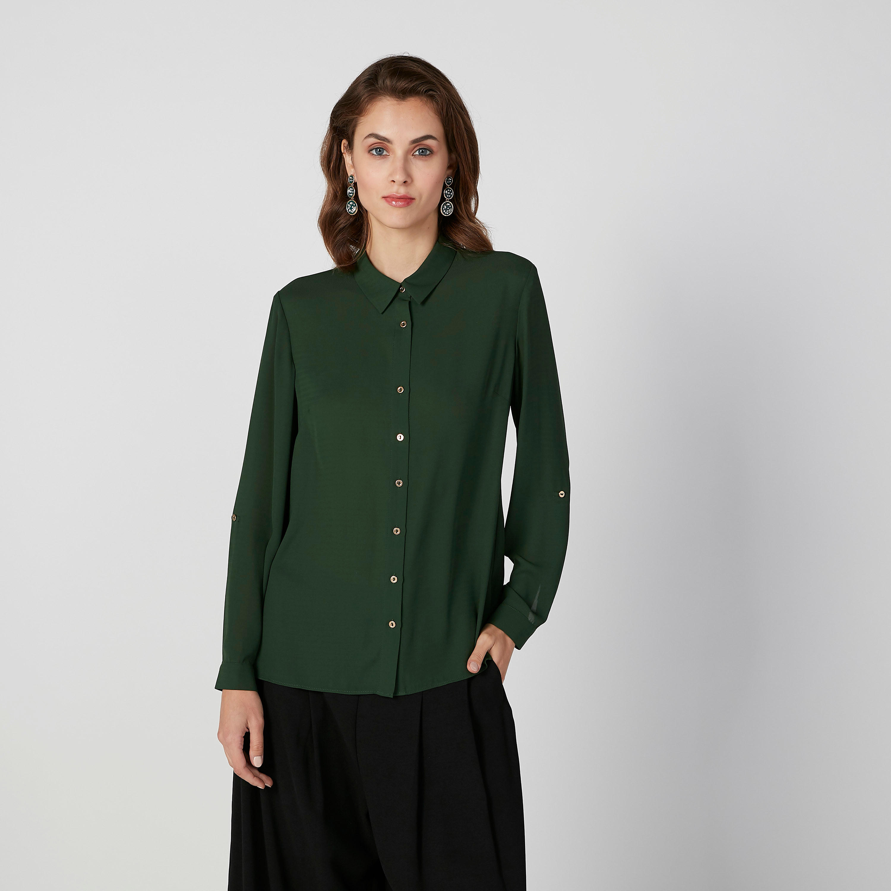 قميص سادة بياقة عاديّة وأكمام طويلة-women-clothing-shirtsandblouses-shirts-image-1