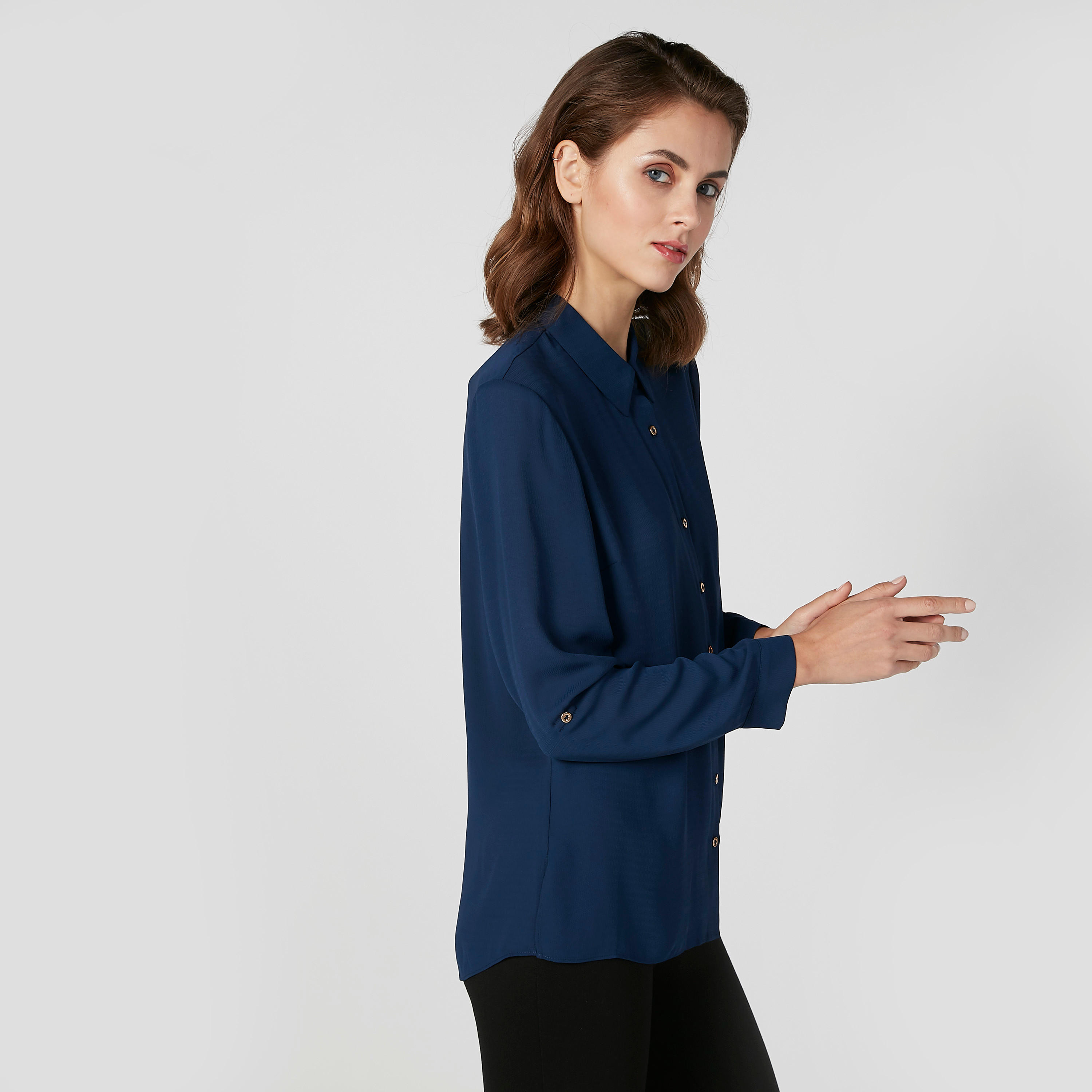 Plain Shirt with Long Sleeves and Spread Collar-women-clothing-shirtsandblouses-shirts-image-5