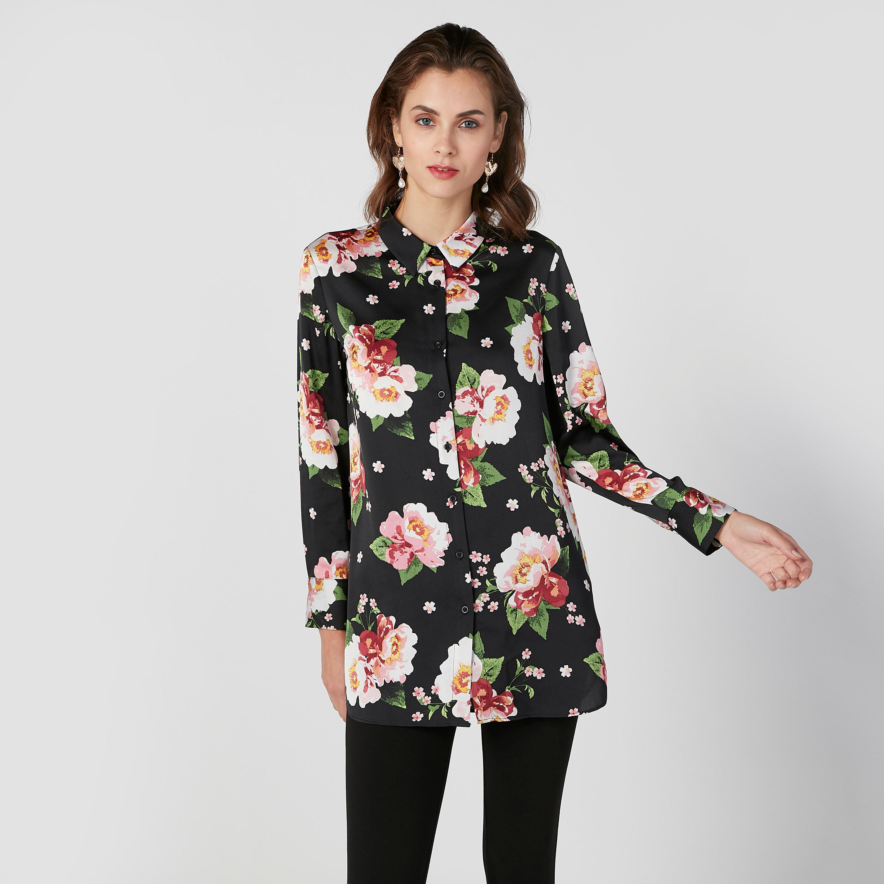 قميص بياقة عاديّة وأكمام طويلة وطبعات زهرية-women-clothing-shirtsandblouses-shirts-image-1