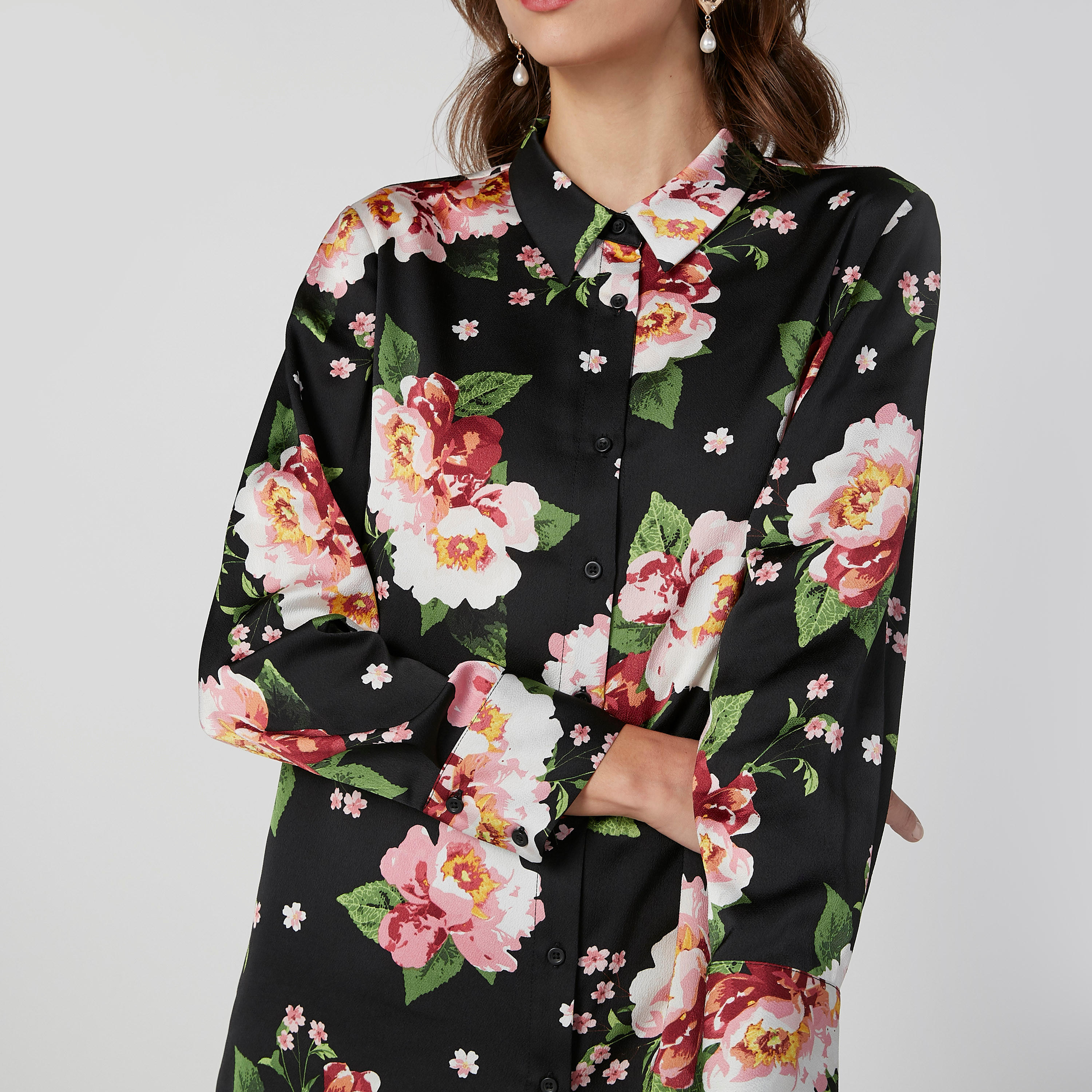 قميص بياقة عاديّة وأكمام طويلة وطبعات زهرية-women-clothing-shirtsandblouses-shirts-image-2