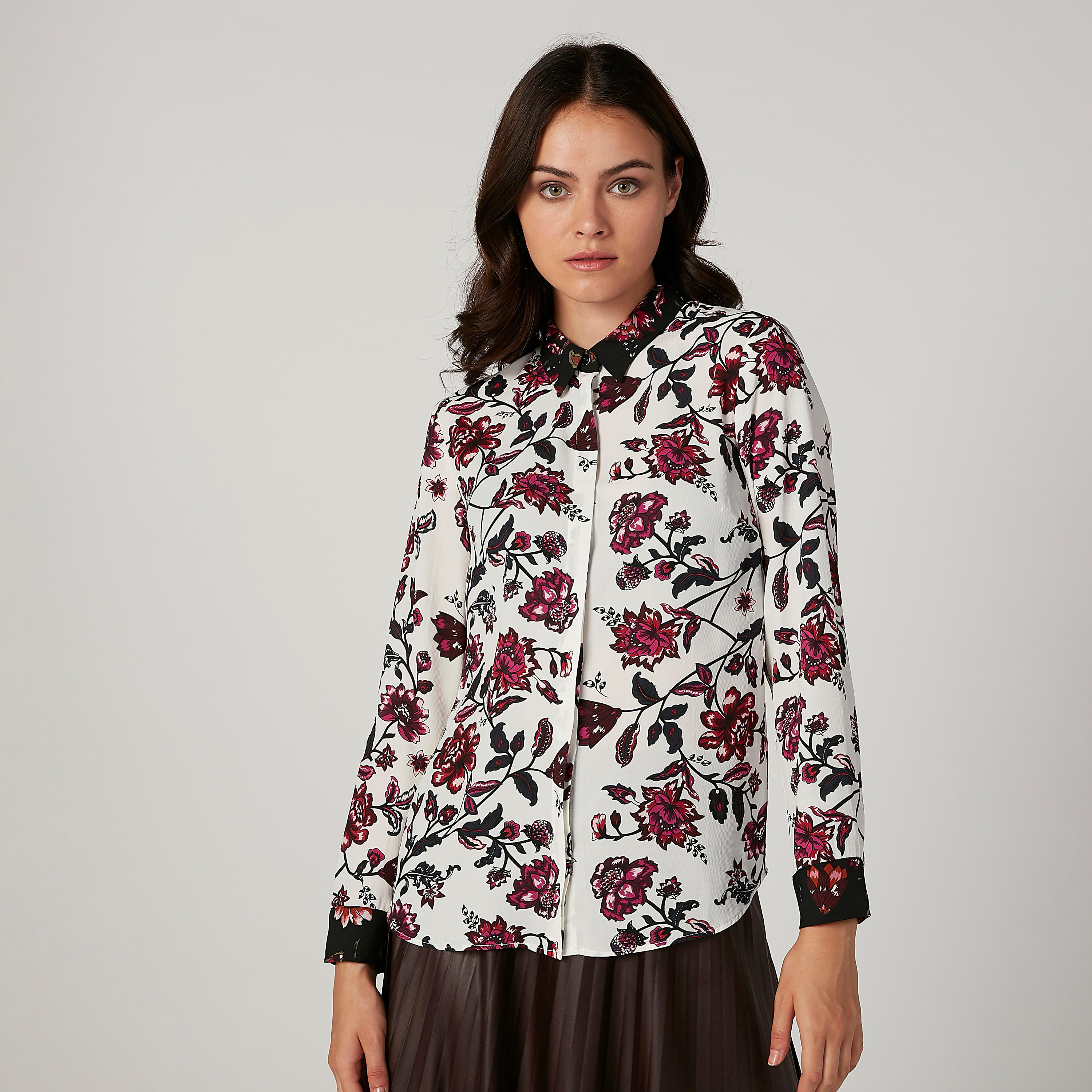 قميص مستدام بأكمام طويلة وطبعات زهرية -women-clothing-shirtsandblouses-shirts-image-1
