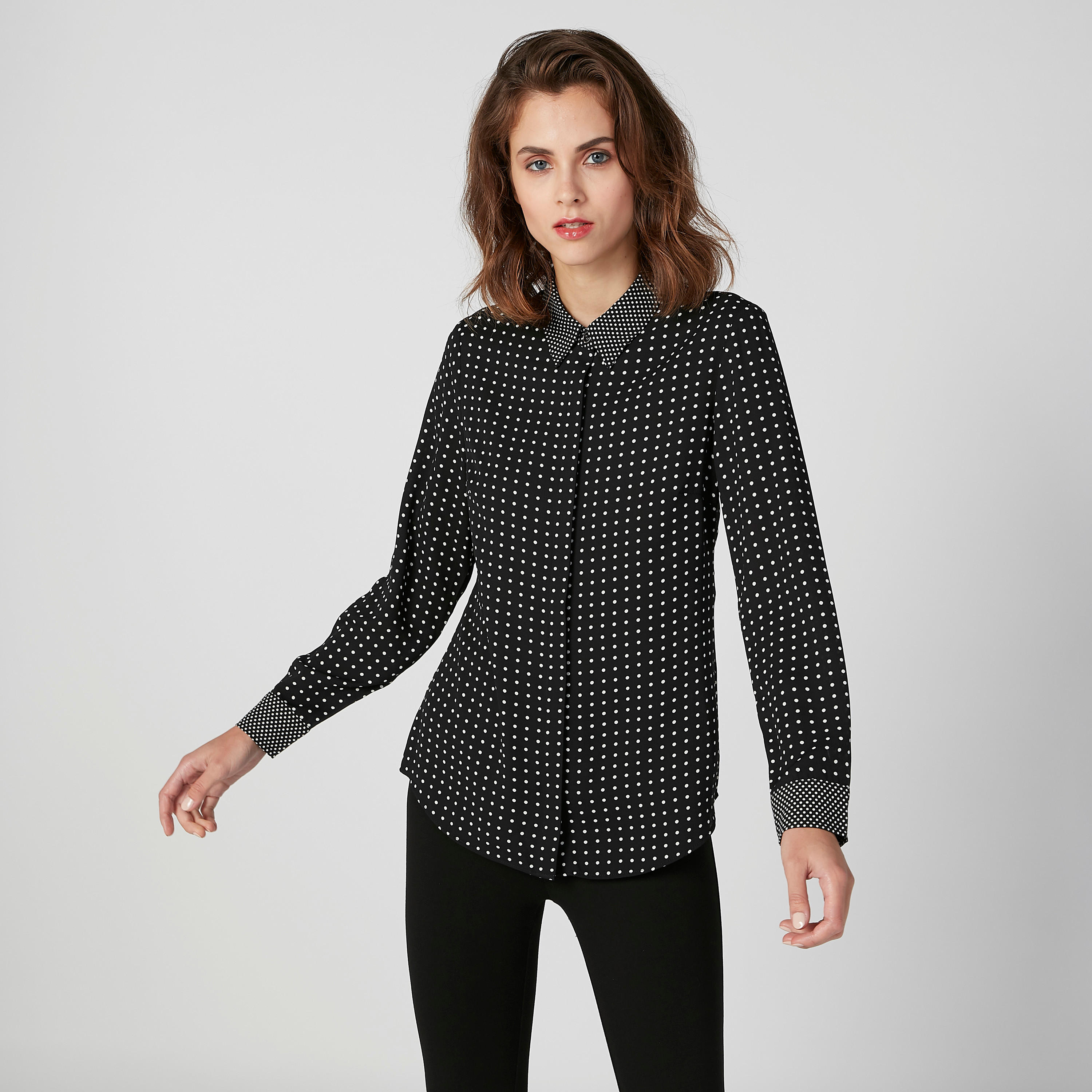 قميص مستدام بأكمام طويلة وطبعات منقّطة -women-clothing-shirtsandblouses-shirts-image-1