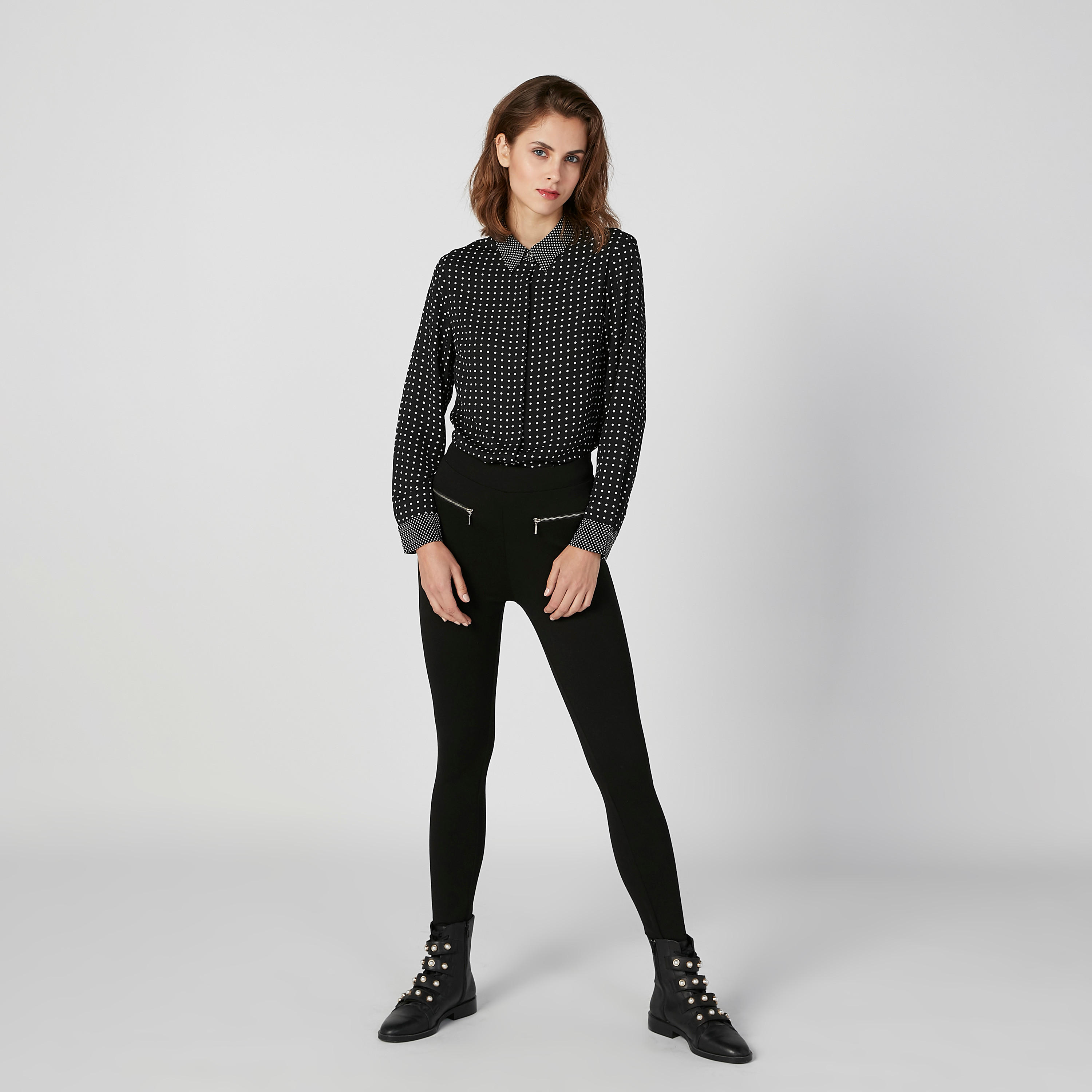 قميص مستدام بأكمام طويلة وطبعات منقّطة -women-clothing-shirtsandblouses-shirts-image-2