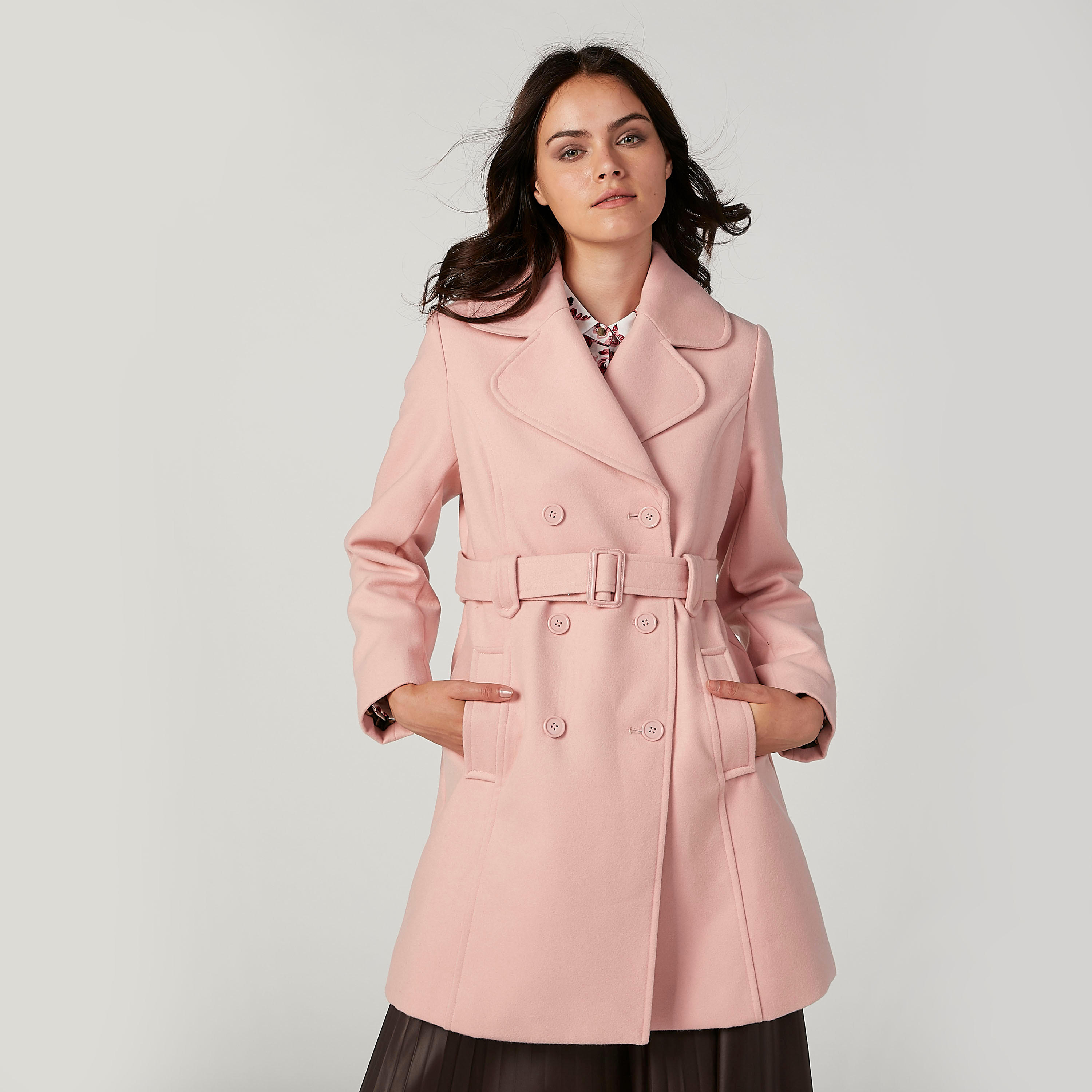 معطف سادة بأكمام طويلة وجيوب-women-clothing-coatsandjackets-coats-image-1