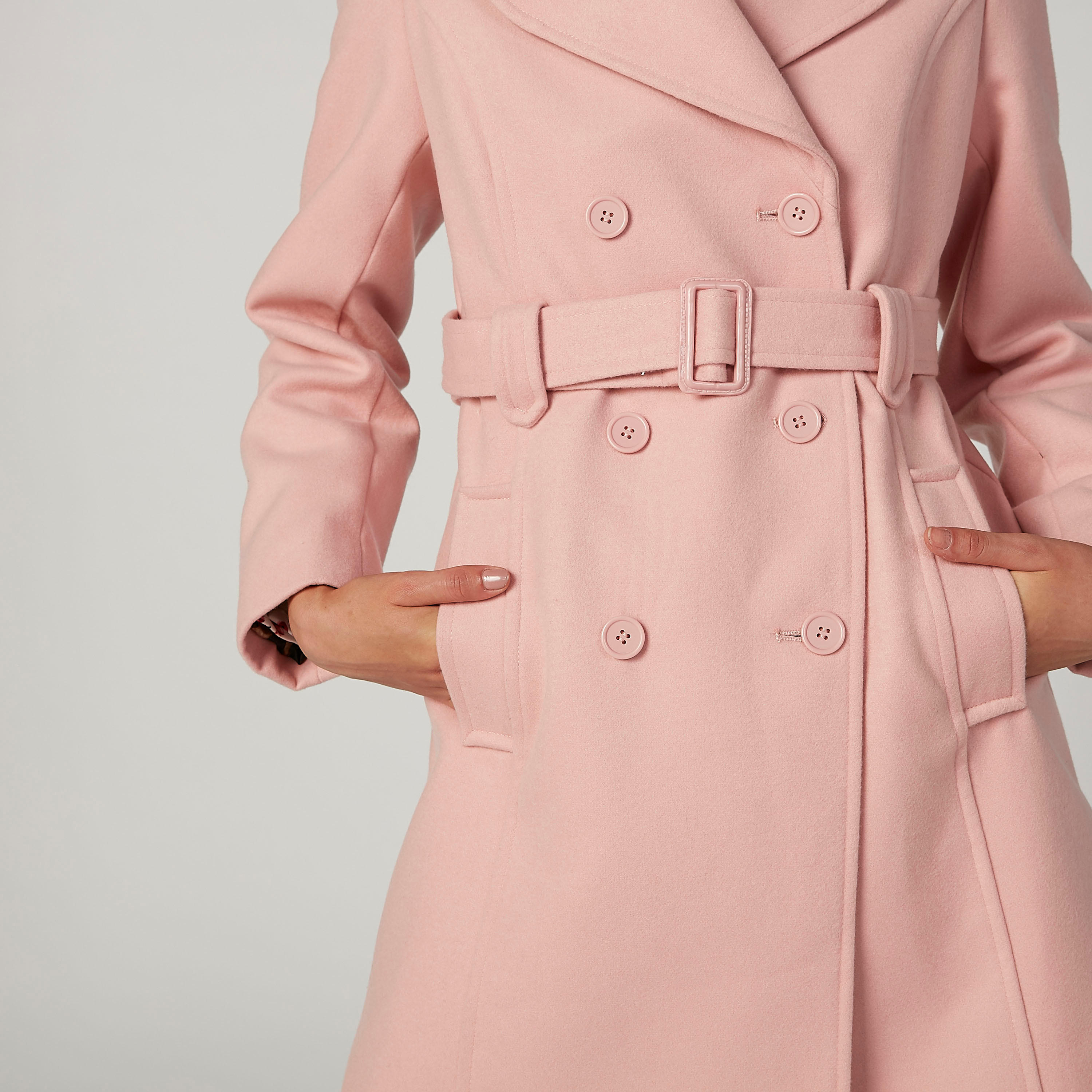 معطف سادة بأكمام طويلة وجيوب-women-clothing-coatsandjackets-coats-image-3