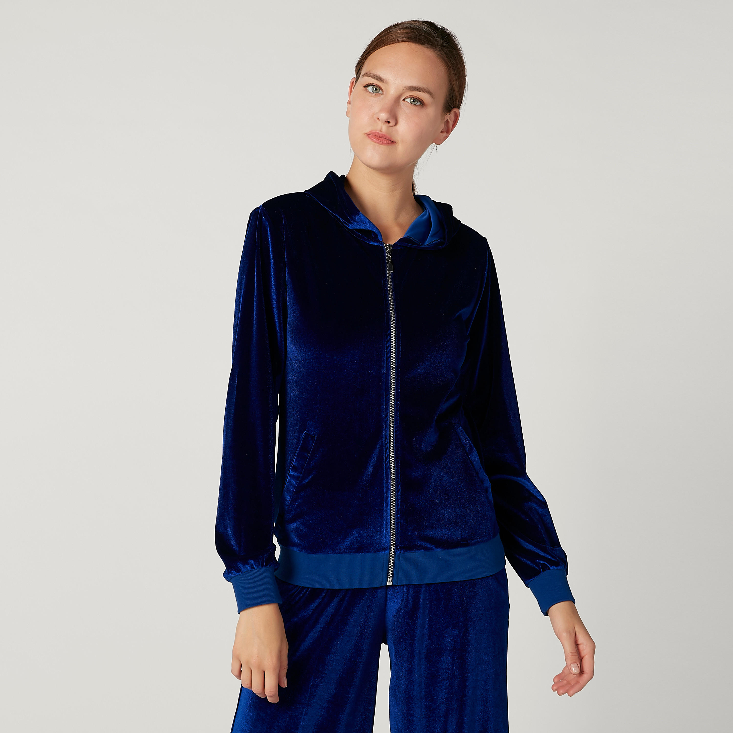 Textured Bomber Jacket with Long Sleeves and Hood-women-winterwear-coatsandjackets-jackets-image-1